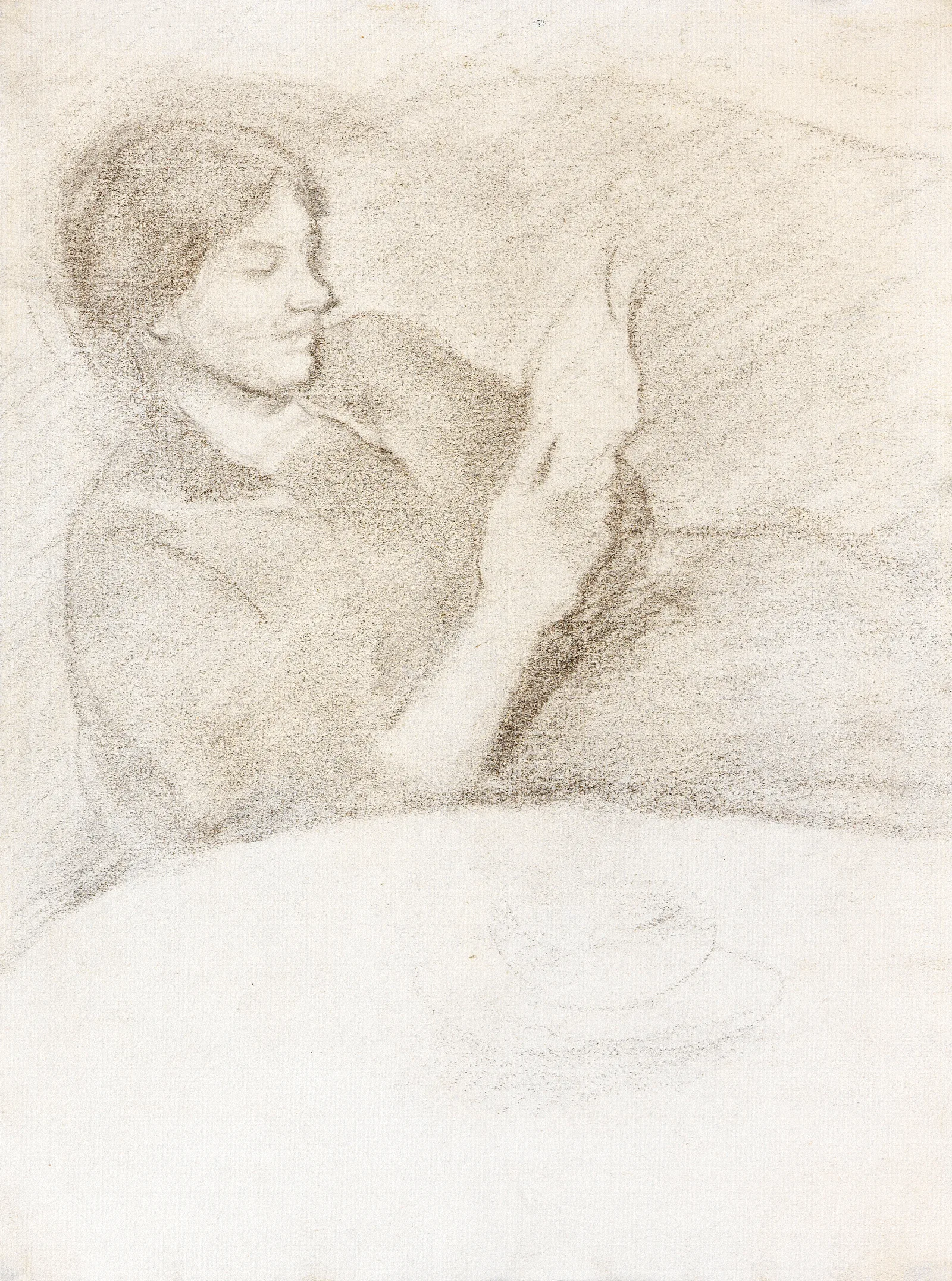 Elisabeth Mit Tasse Lesend Wall Art by August Macke - Canvas Print