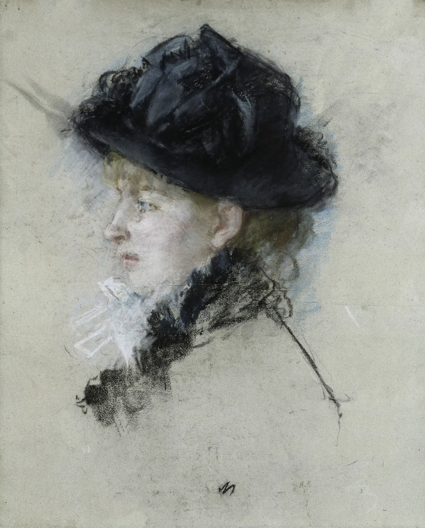 Mademoiselle Louise Riesener In A Hat Wall Art by Berthe Morisot - Canvas Print