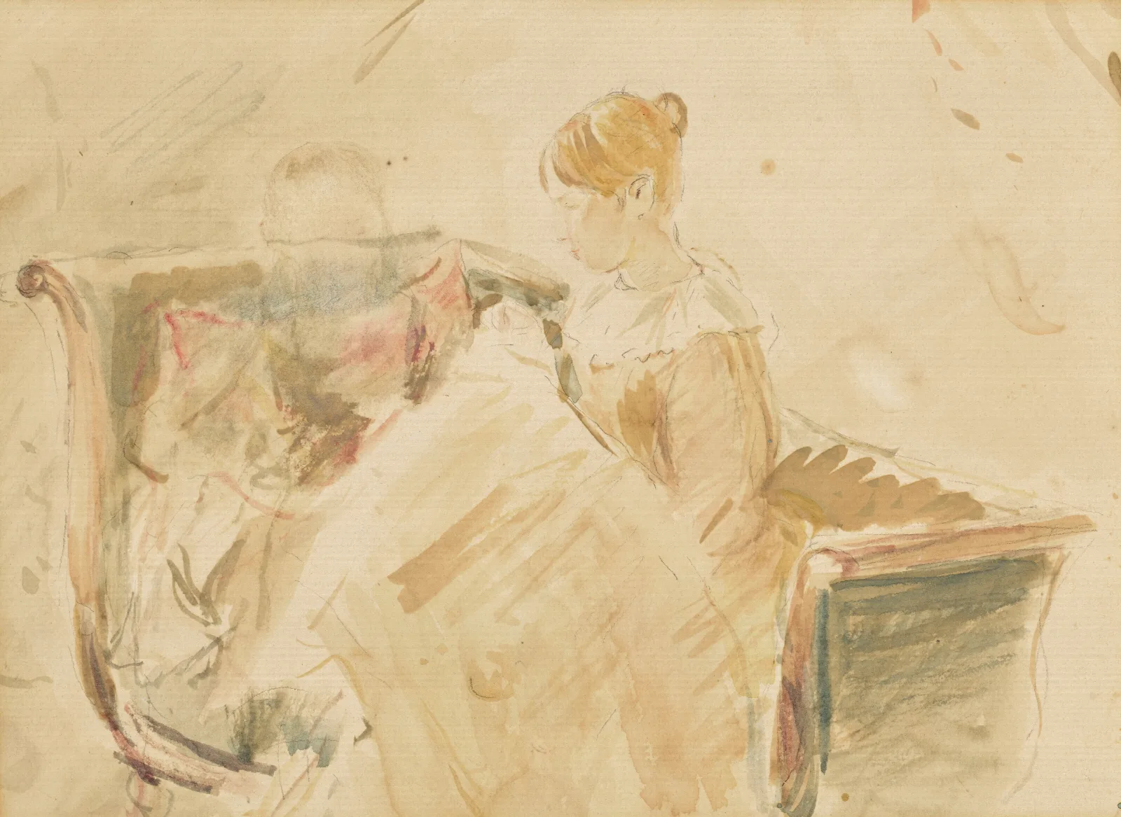 La Broderie Wall Art by Berthe Morisot - Canvas Print