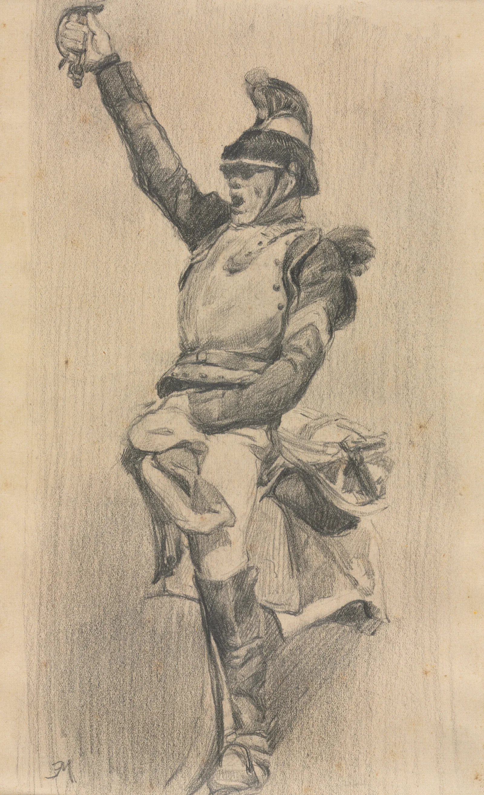 Soldier With Upraised Arm Wall Art by Ernest Meissonier - Canvas Print