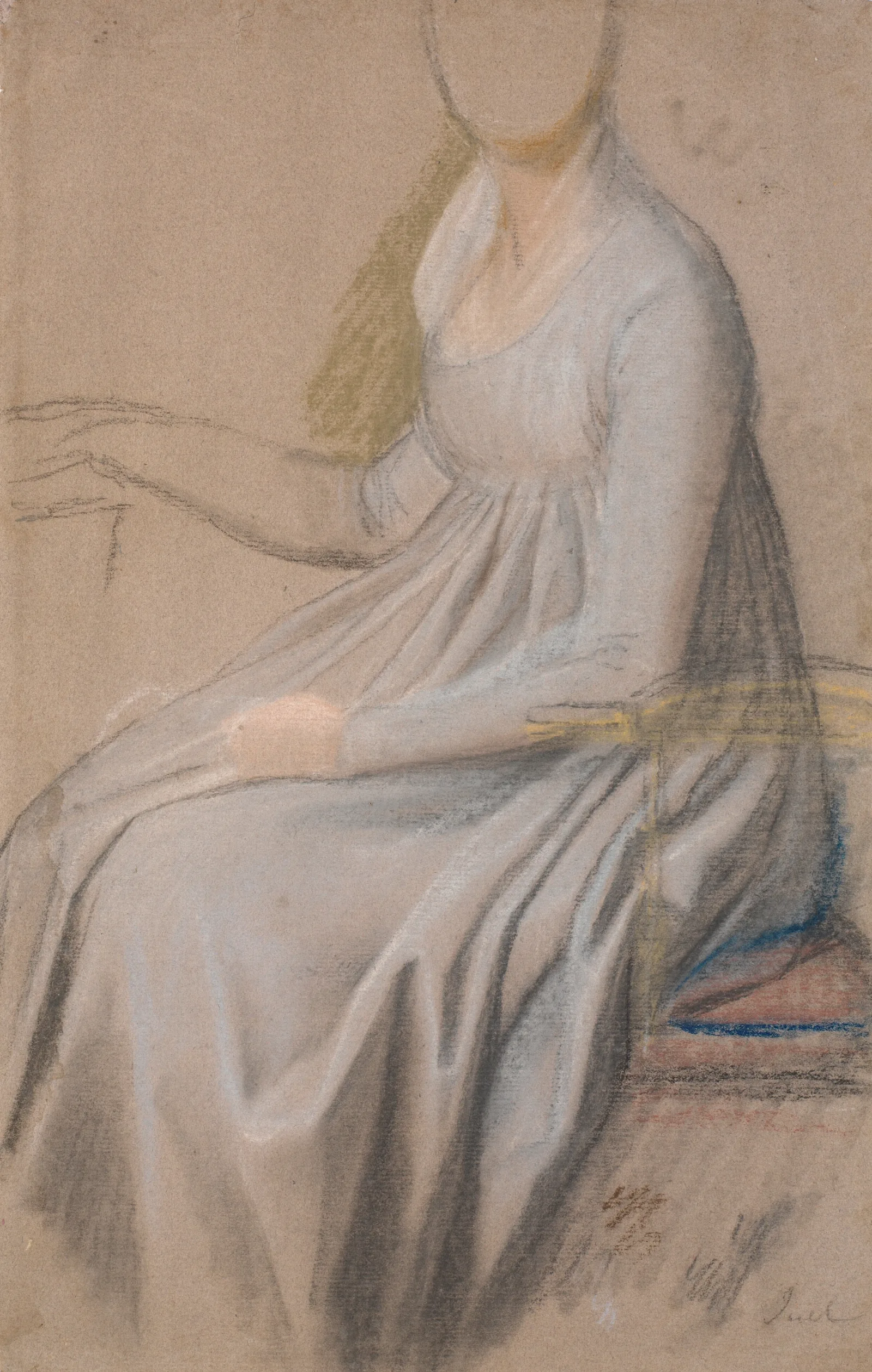 Dragtstudie Til Portraettet Af Grevinde Agnete Marie Rosencrone Wall Art by Jens Juel - Canvas Print
