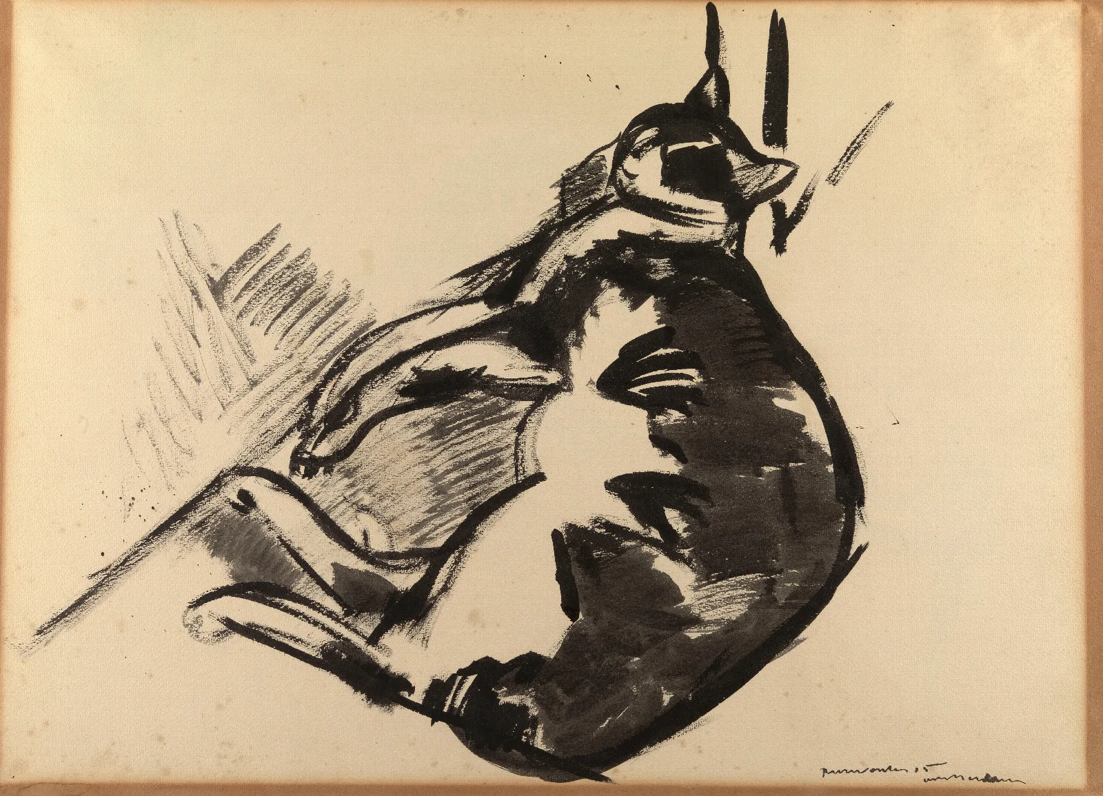 Cat Lying Wall Art by Rik Wouters - Canvas Print