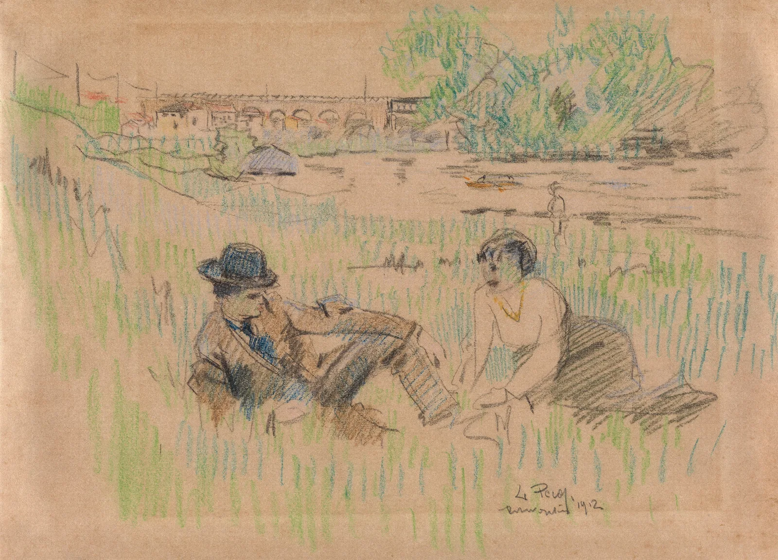 On The Banks Of The Seine Nel And Simon Levy Wall Art by Rik Wouters - Canvas Print