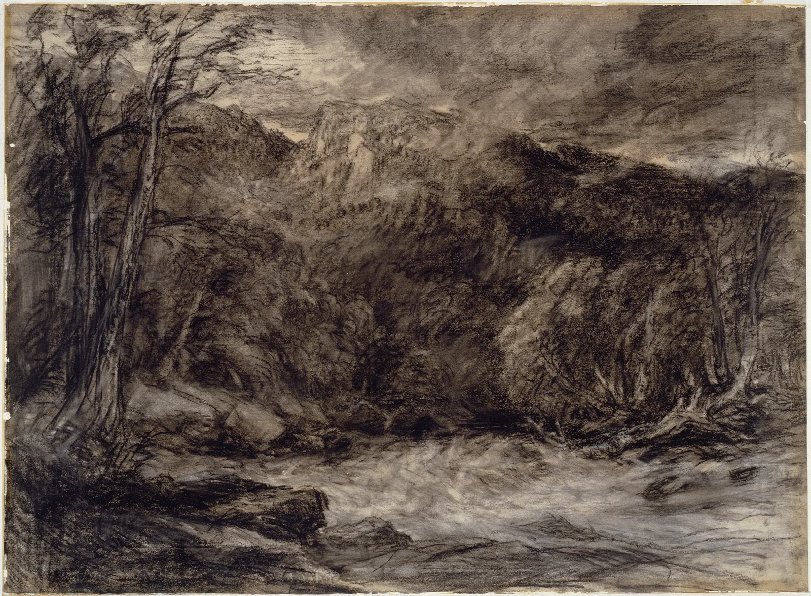 A Mountain Torrent Wall Art by David Cox - Canvas Print