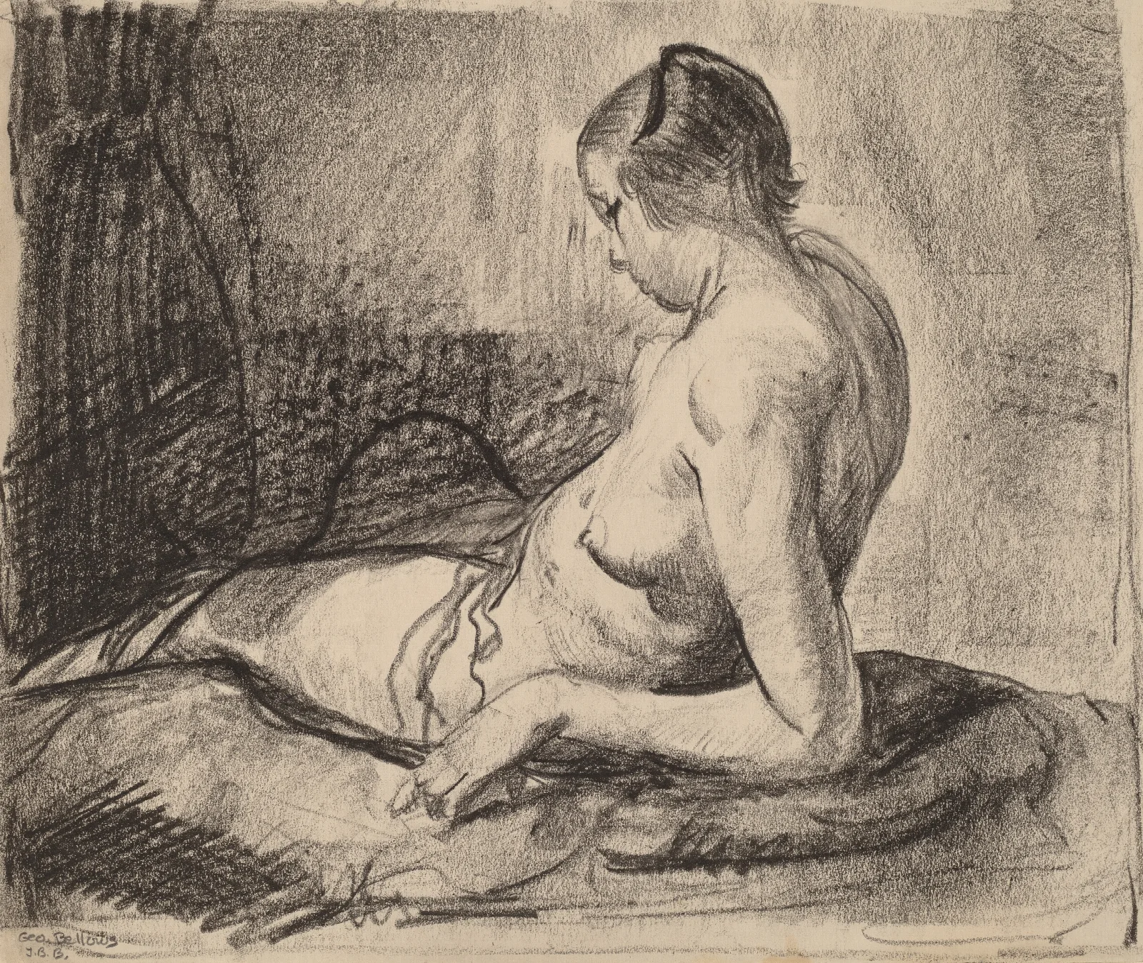 Nude Girl Reclining Wall Art by George Wesley Bellows - Canvas Print