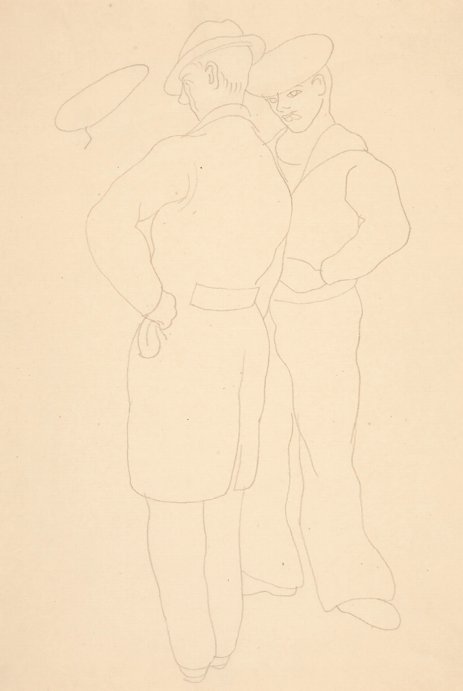 Man With Sailor Study For Watercolor Titled On That Street 1932 Wall Art by Charles Demuth - Canvas Print