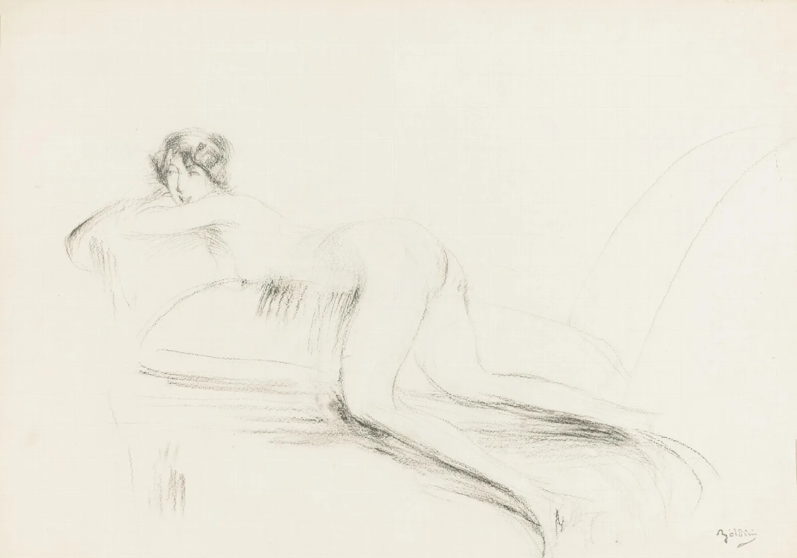 Reclining Female Nude 25 Wall Art by Giovanni Boldini - Canvas Print