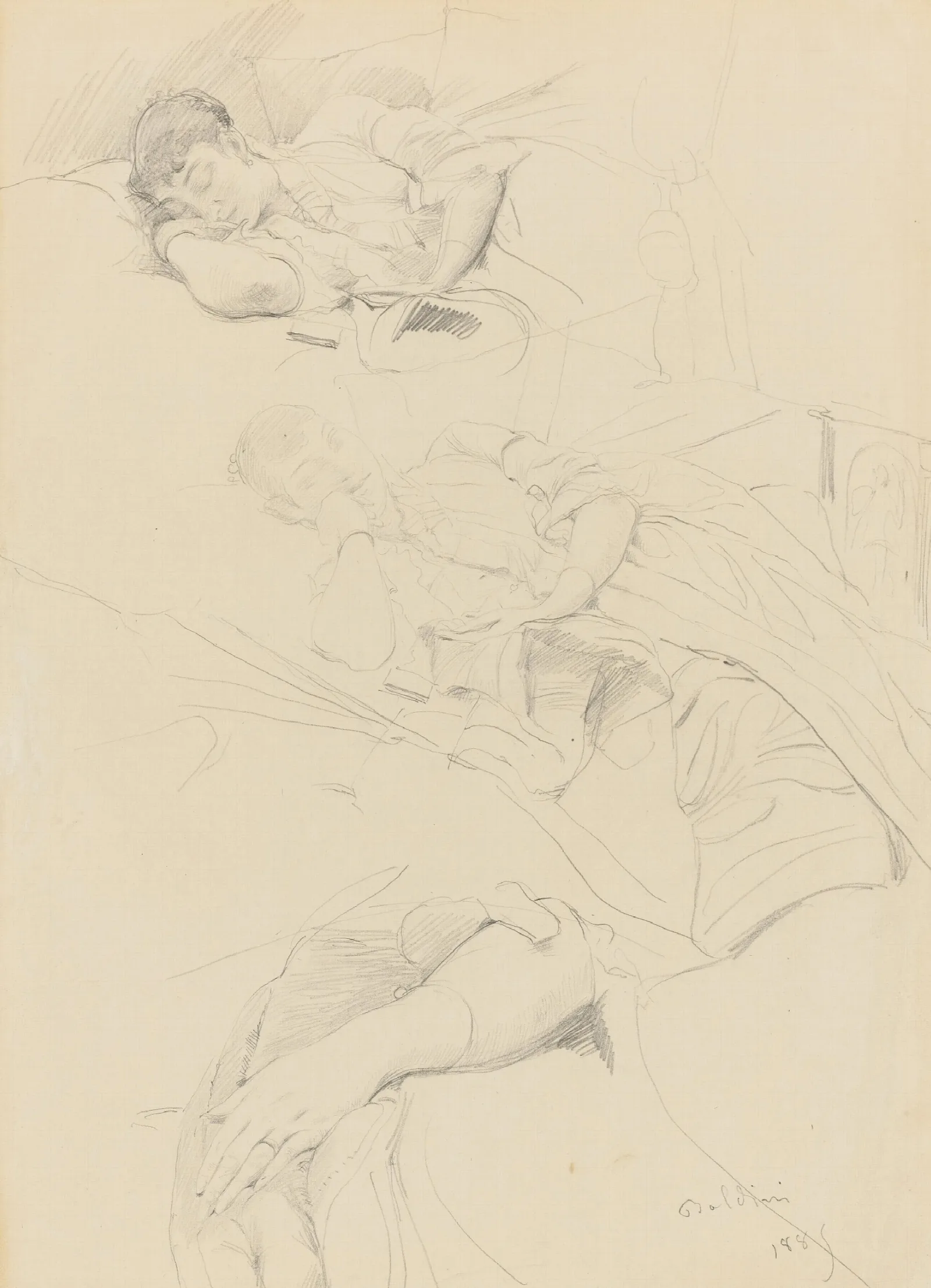 Studies Of A Sleeping Woman Wall Art by Giovanni Boldini - Canvas Print