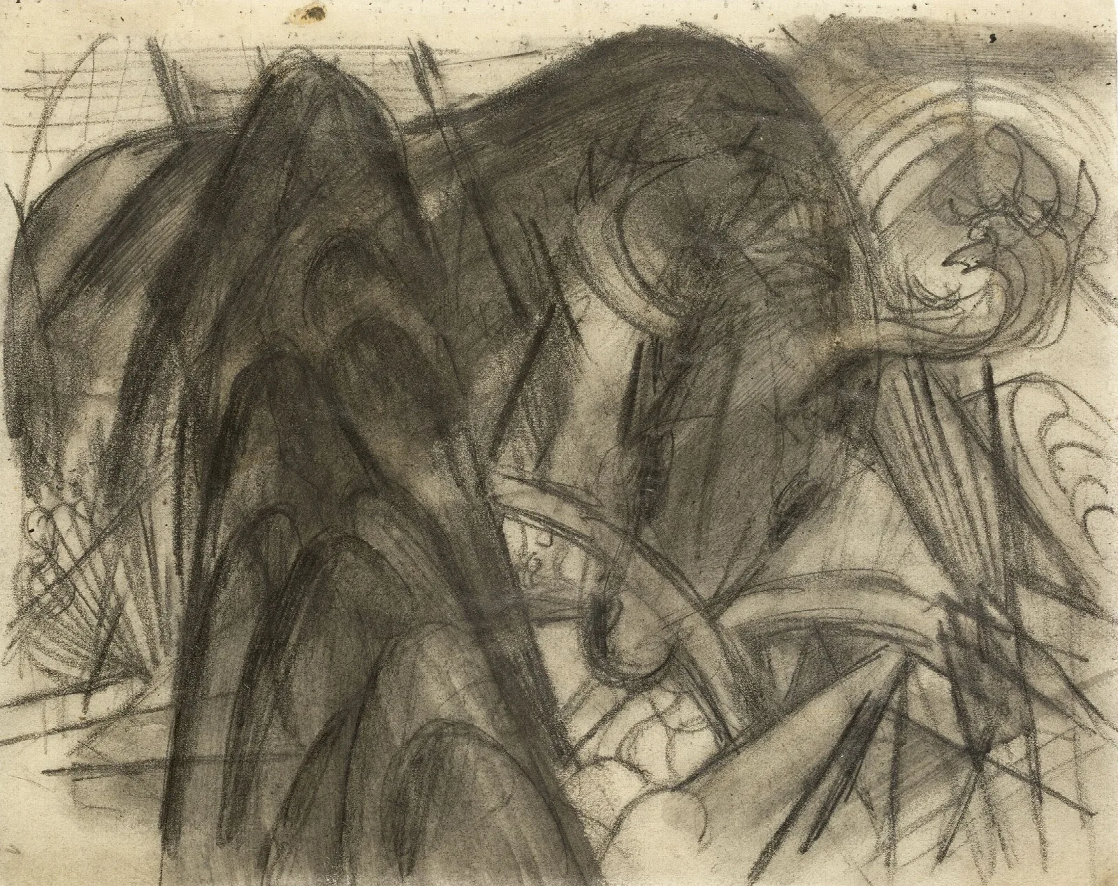 Elch In Phantastischer Umgebung Hirsch In Landschaft Wall Art by Franz Marc - Canvas Print