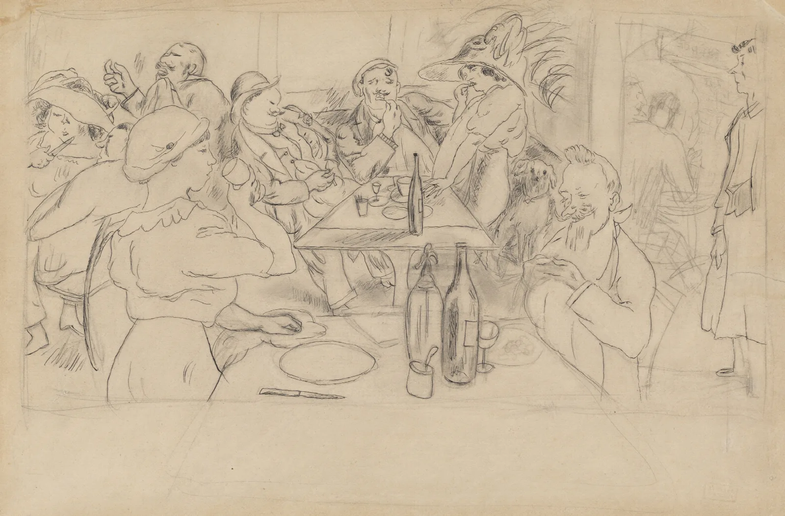 Cafe Scene 2 Wall Art by Jules Pascin - Canvas Print