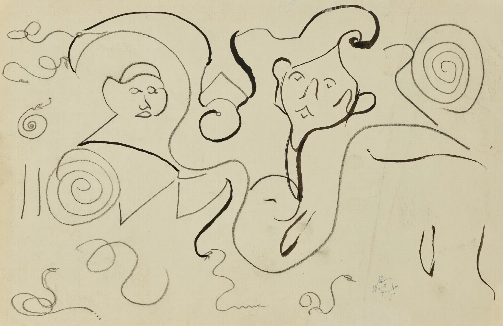 Etudes De Visages Wall Art by Jules Pascin - Canvas Print