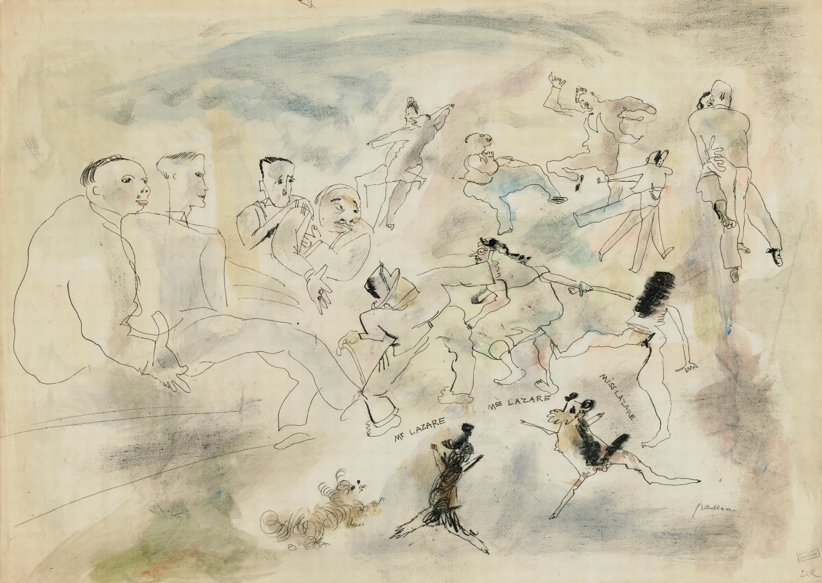 Mr Lazare Mrs Lazare Miss Lazare Wall Art by Jules Pascin - Canvas Print