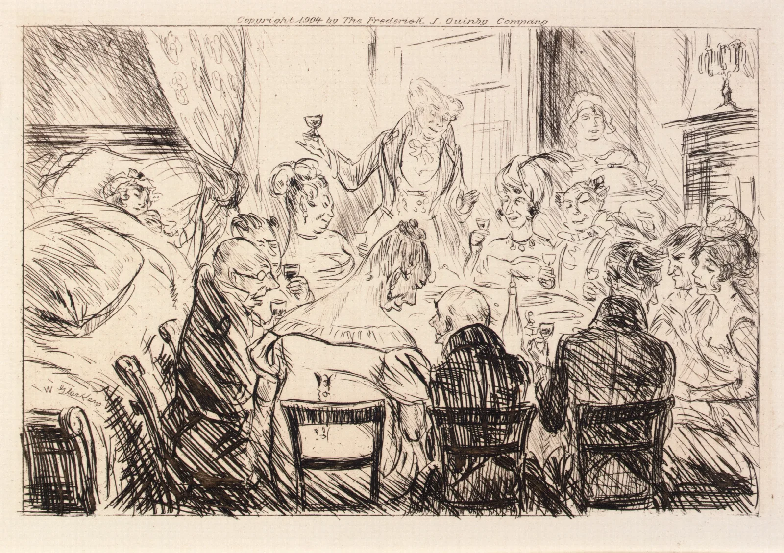 Nothing Was Heard But The Clatter Of Plates And Forks Wall Art by William James Glackens - Canvas Print