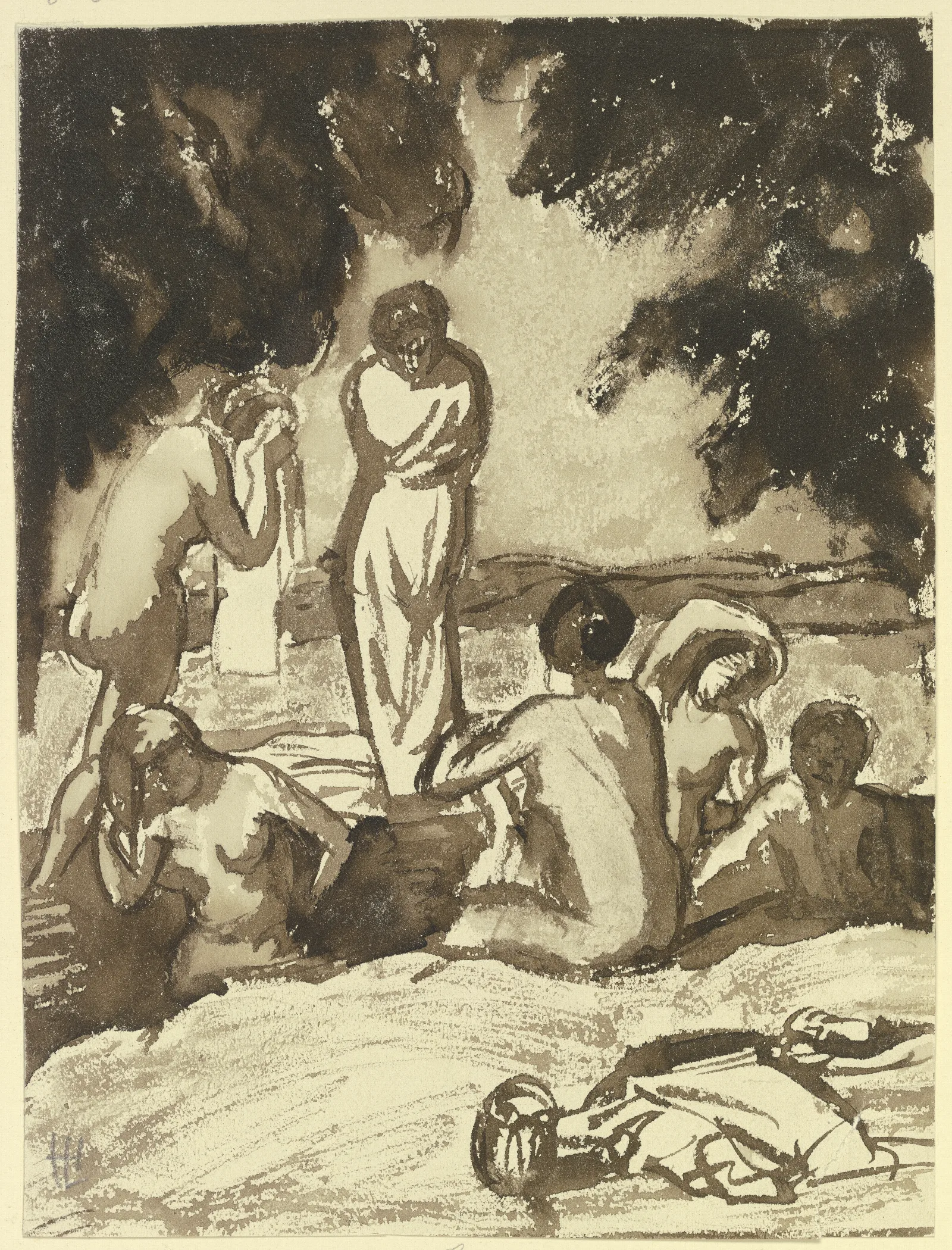 Bathing Women 6 Wall Art by Hermann Lismann - Canvas Print