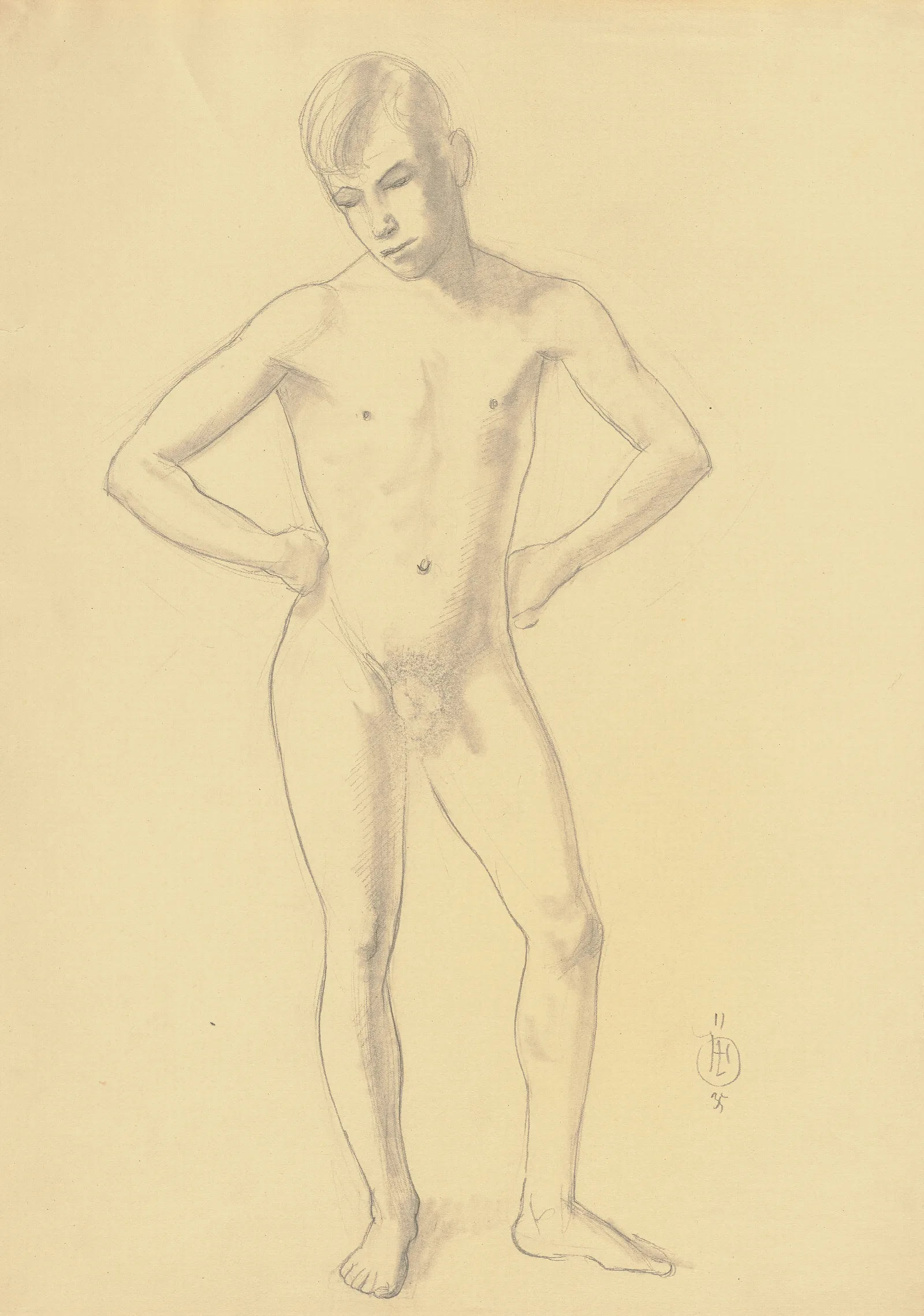 Male Nude 25 Wall Art by Hermann Lismann - Canvas Print