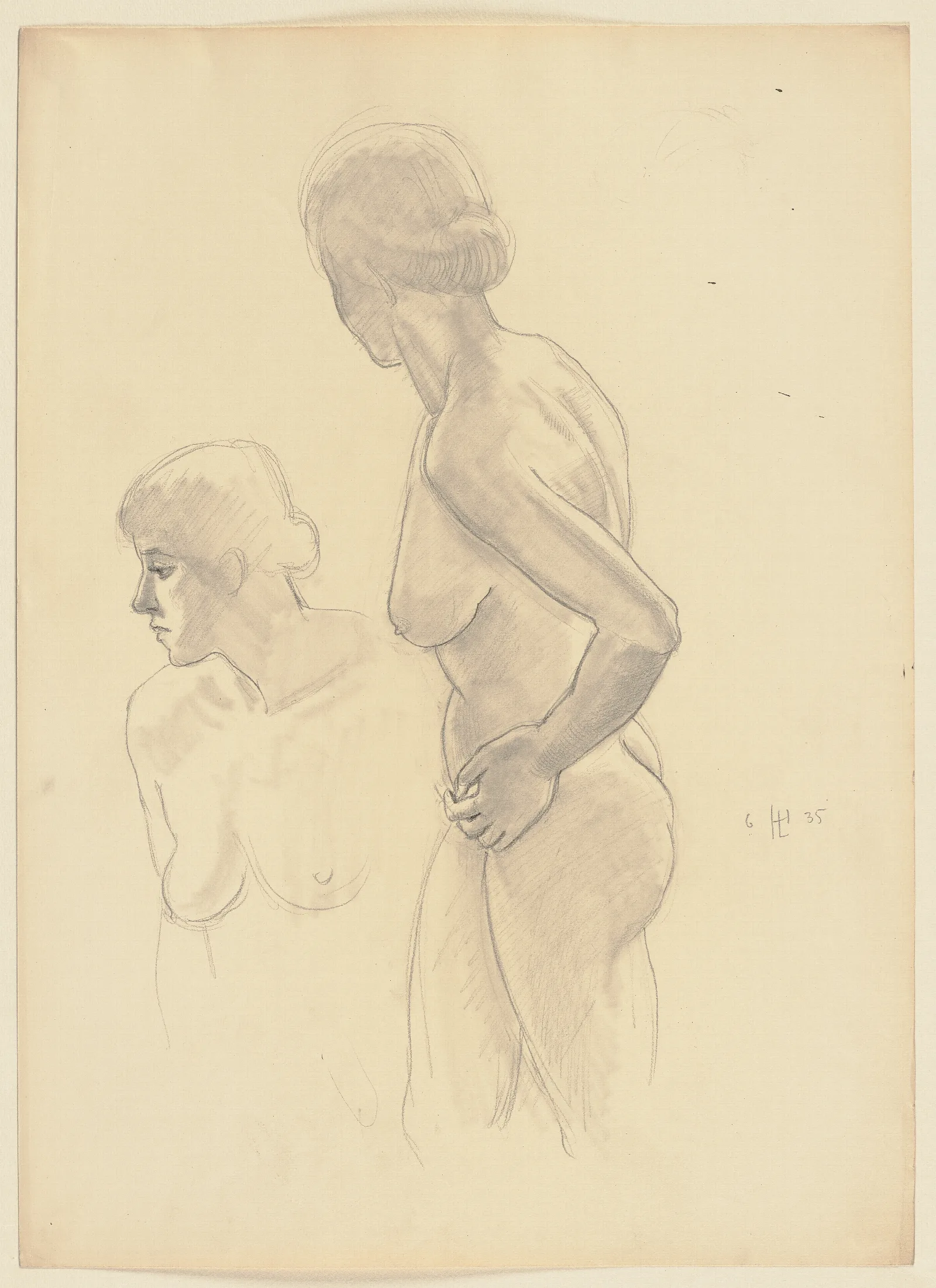 Two Female Nudes 2 Wall Art by Hermann Lismann - Canvas Print