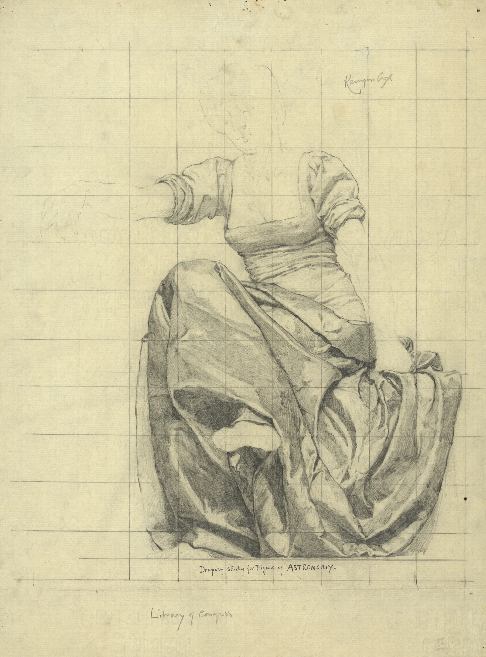 Drapery Study For Figure Of Astronomy Wall Art by Kenyon Cox - Canvas Print