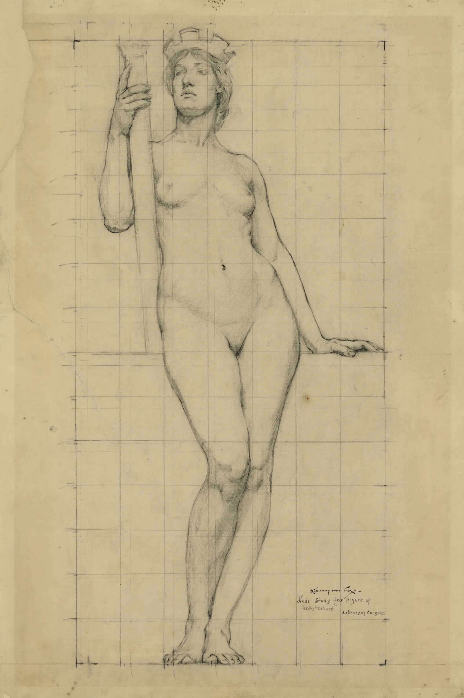 Nude Study For Figure Of Architecture Wall Art by Kenyon Cox - Canvas Print