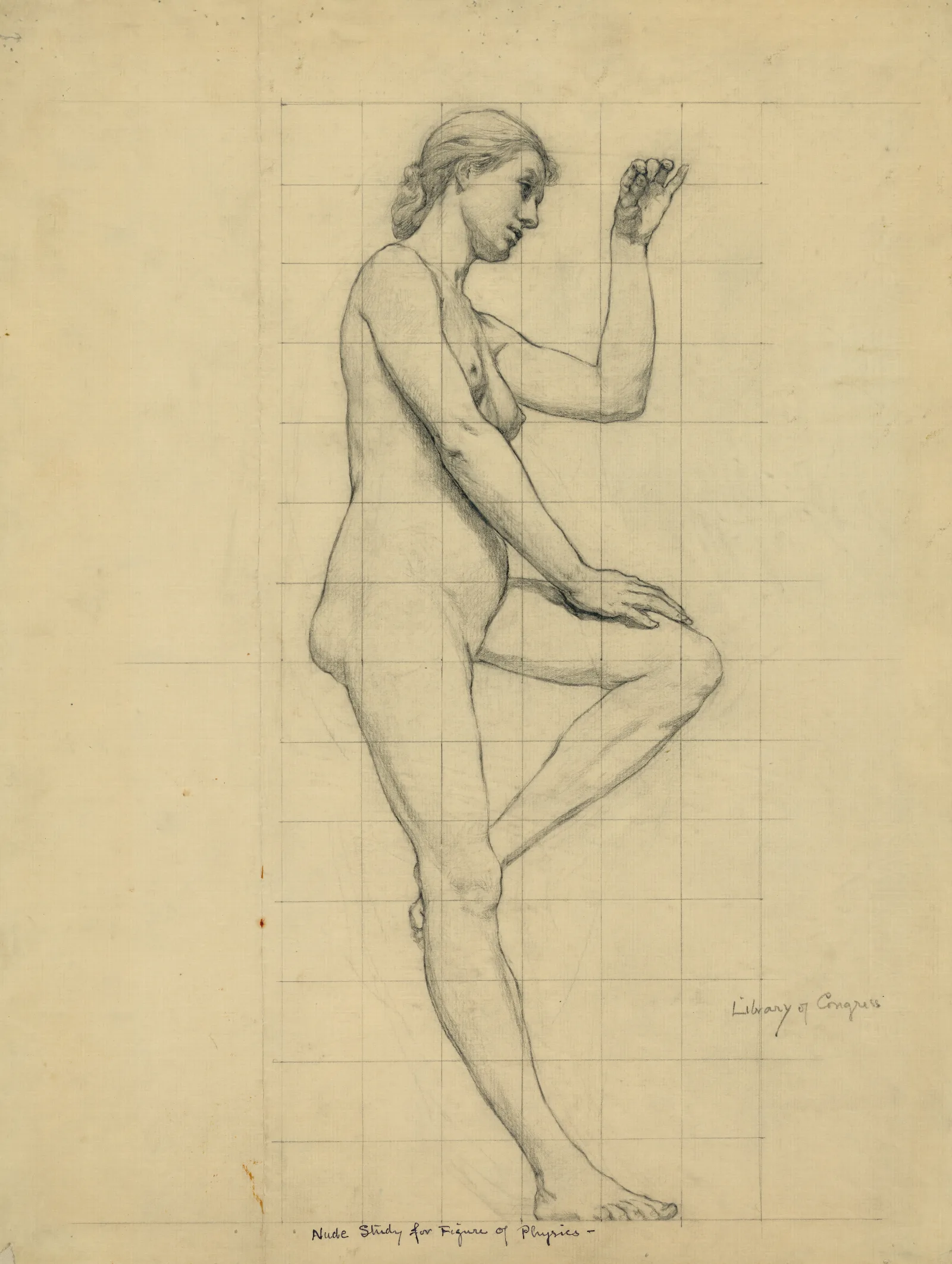 Nude Study For Figure Of Physics Wall Art by Kenyon Cox - Canvas Print