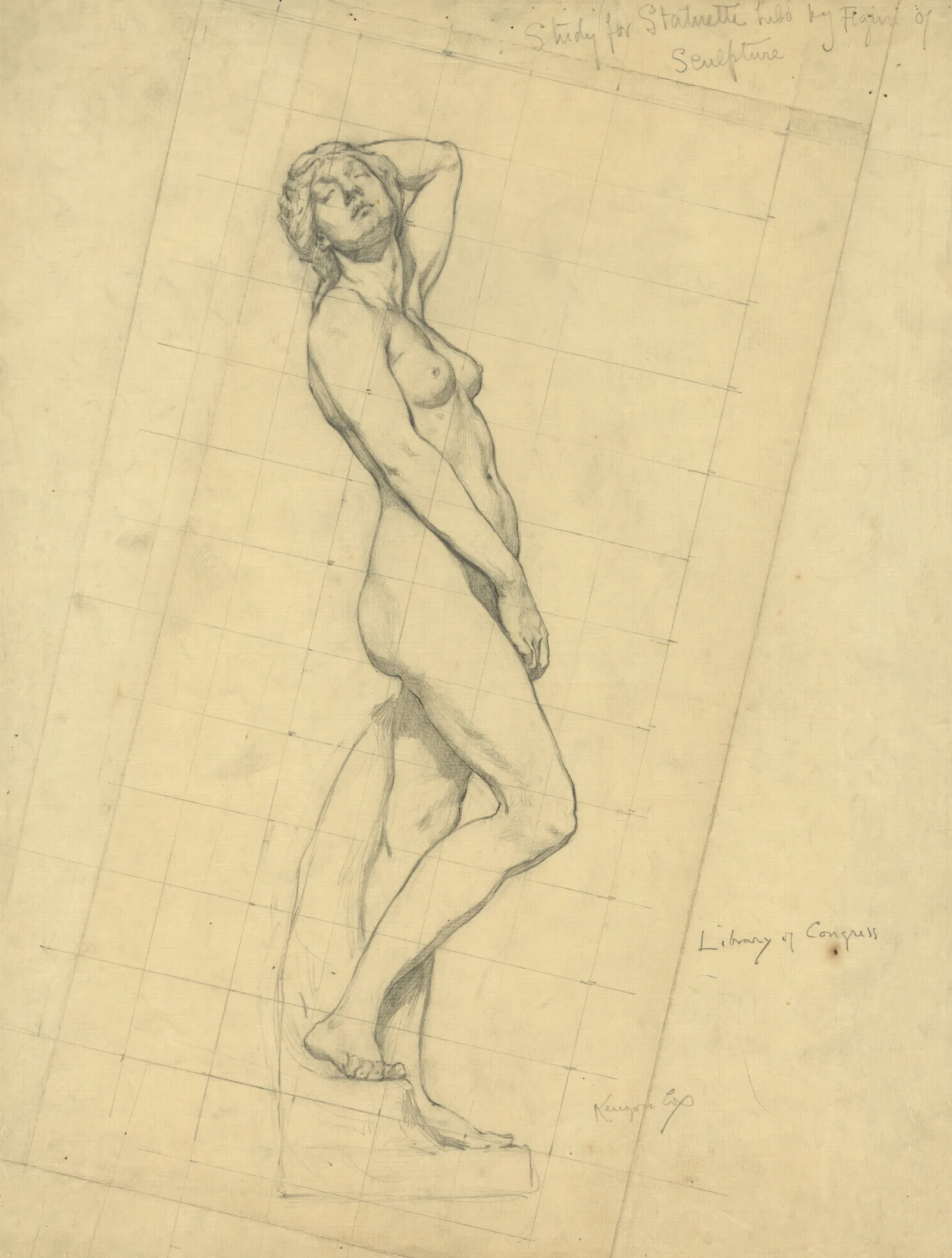 Study For Statuette Held By Figure Of Sculpture Wall Art by Kenyon Cox - Canvas Print