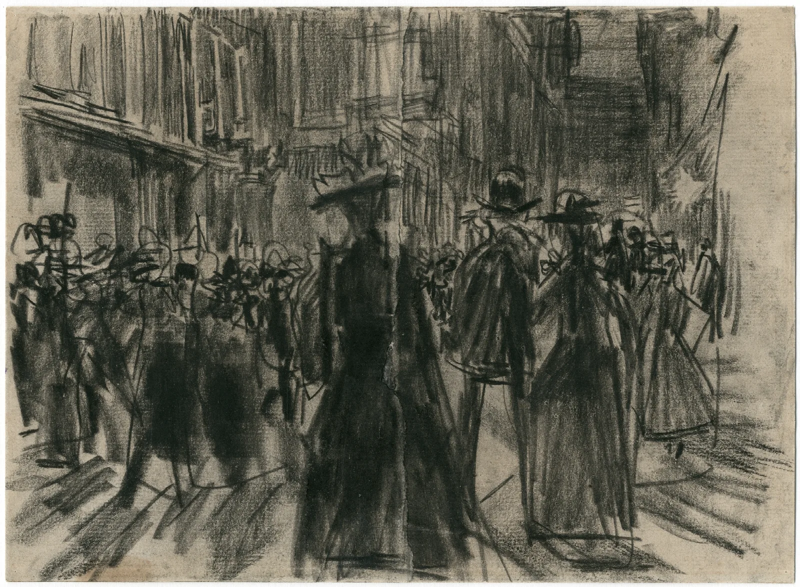 Mensen In De Venestraat Te Den Haag Bij Avond Wall Art by Isaac Israëls - Canvas Print