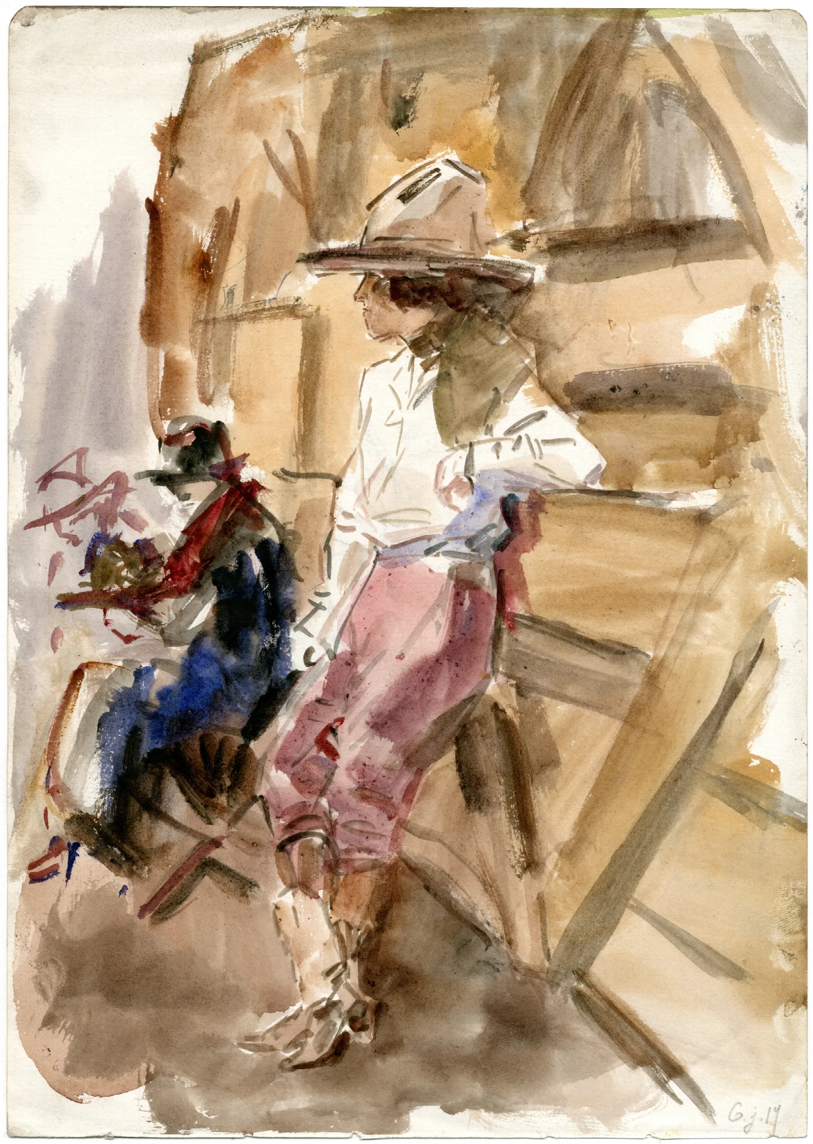 Circusstudie Vrouw In Cowboykledij Bij Schutting Wall Art by Isaac Israëls - Canvas Print