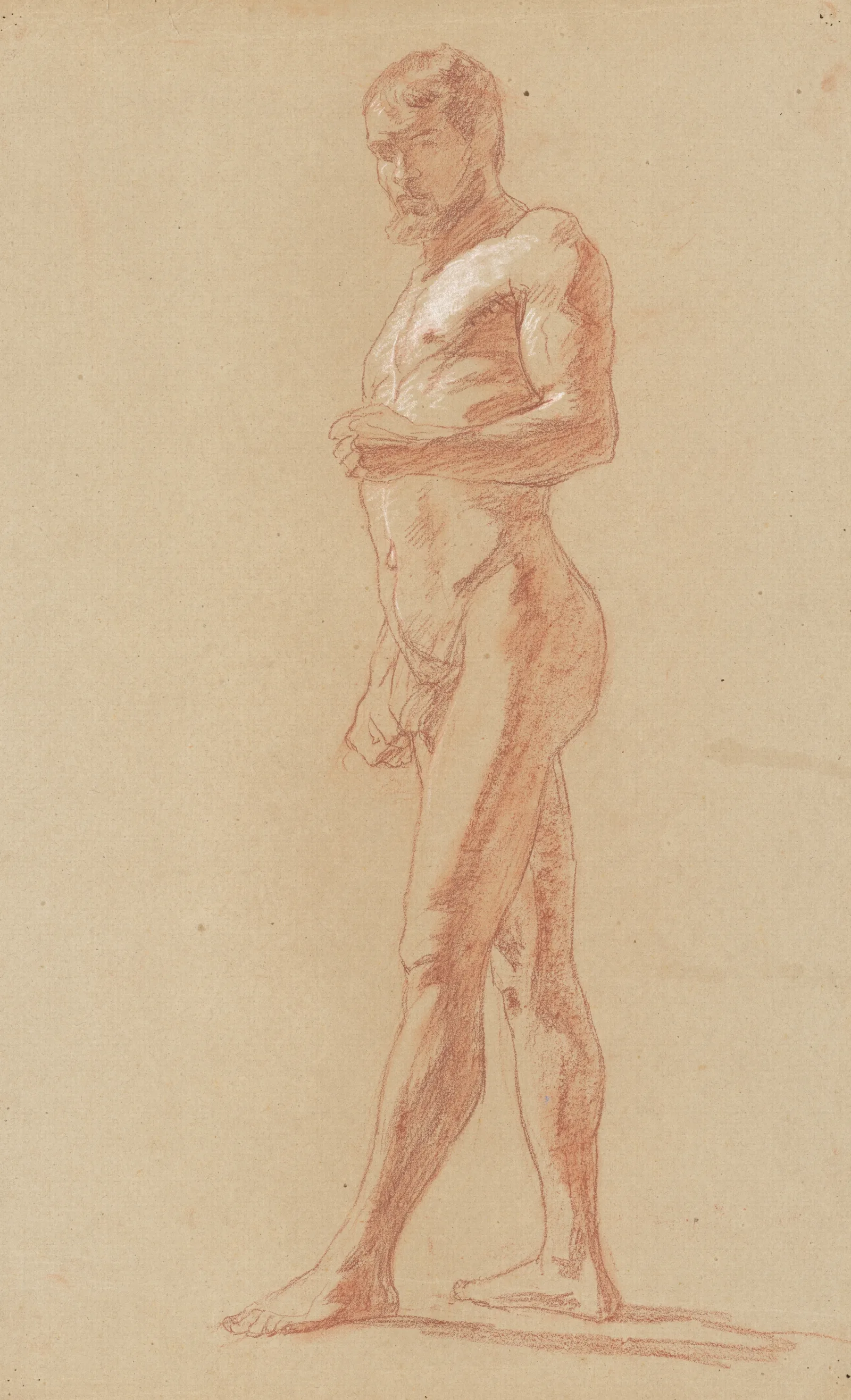 Study Of A Standing Male Nude Wall Art by Jozef Hanula - Canvas Print