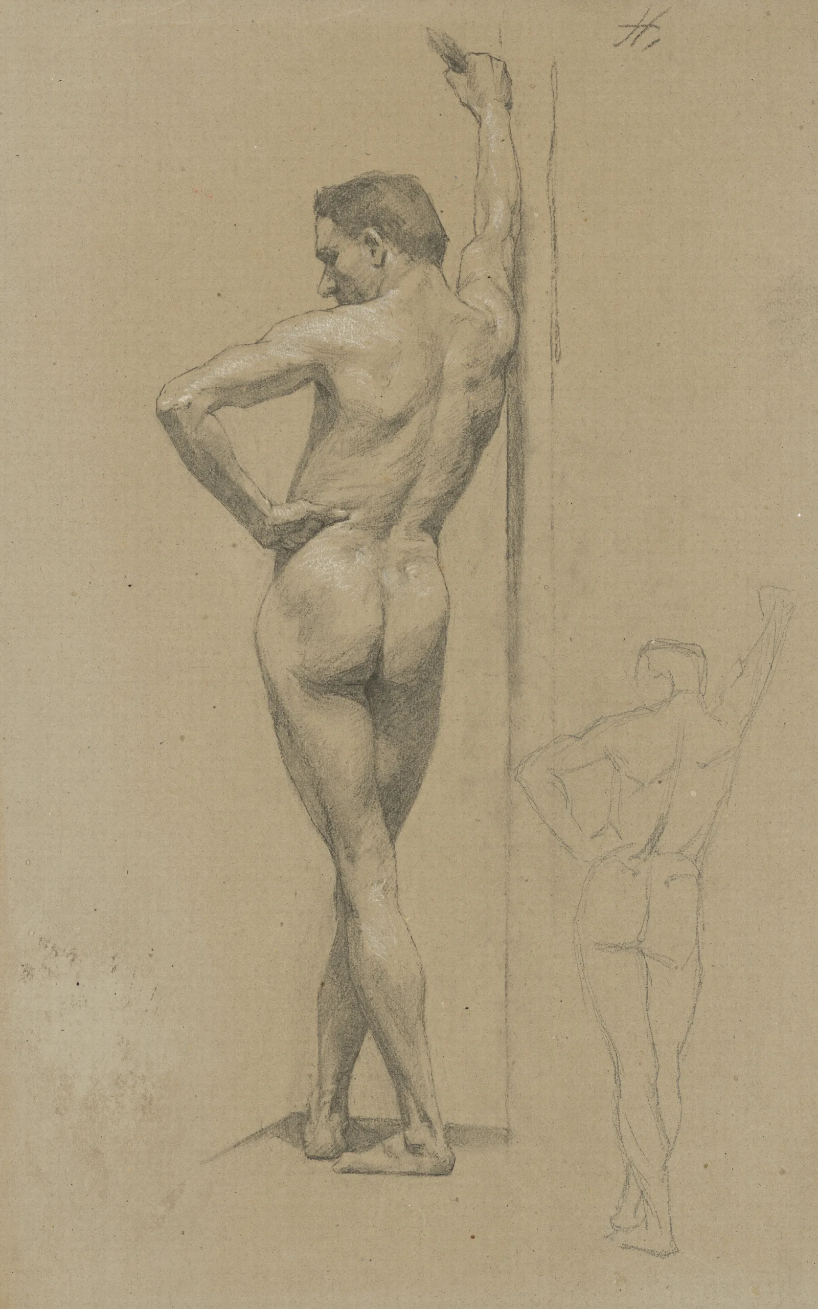 Study Of A Standing Male Nude 3 Wall Art by Jozef Hanula - Canvas Print