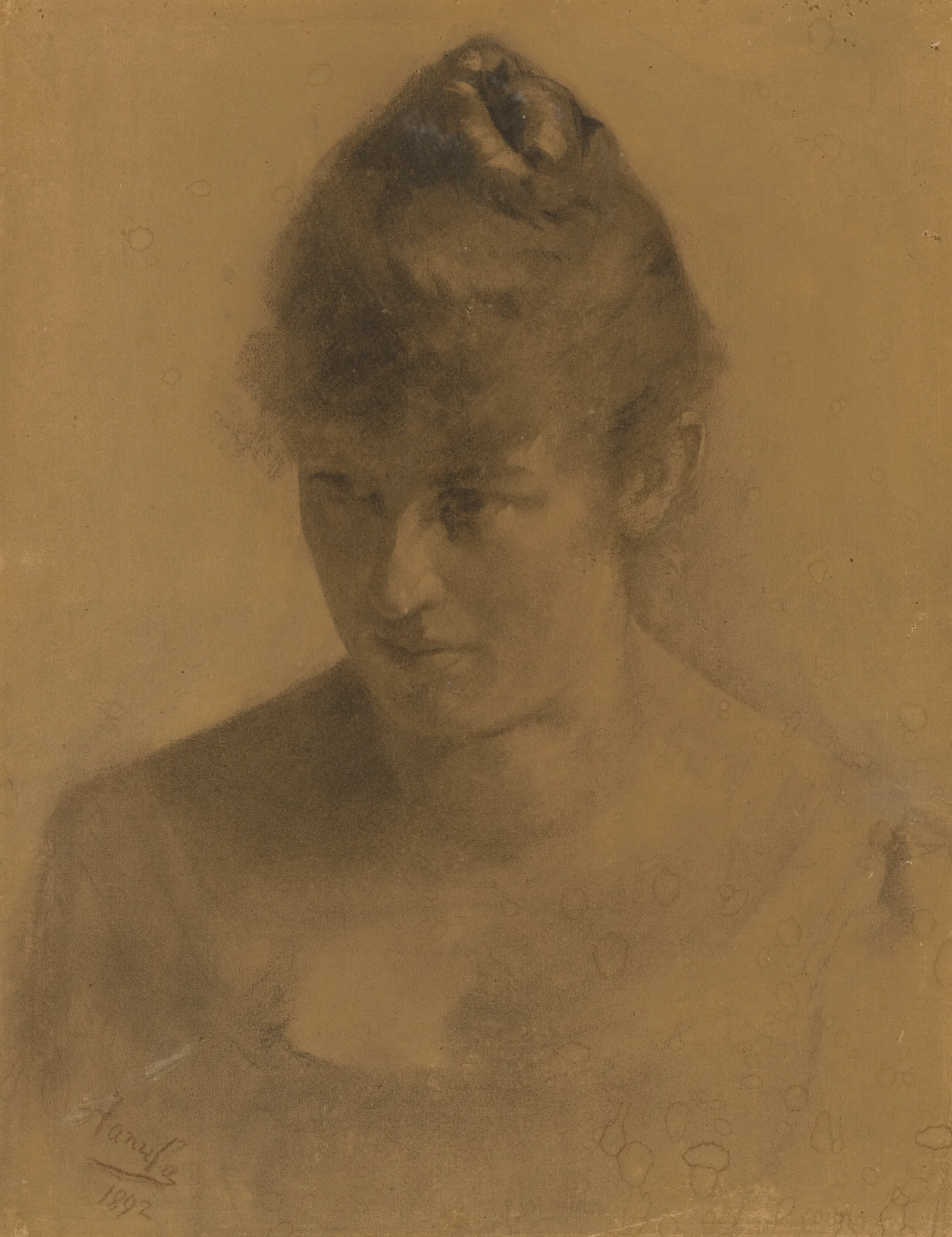 Study Of A Womans Head 3 Wall Art by Jozef Hanula - Canvas Print
