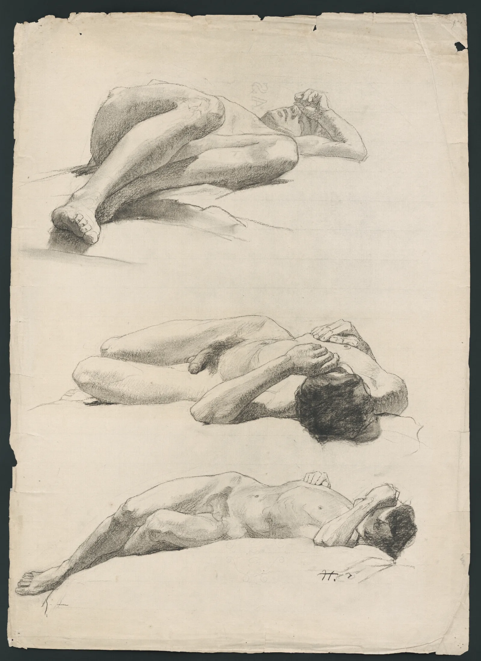 Study Of The Male Nude 2 Wall Art by Jozef Hanula - Canvas Print
