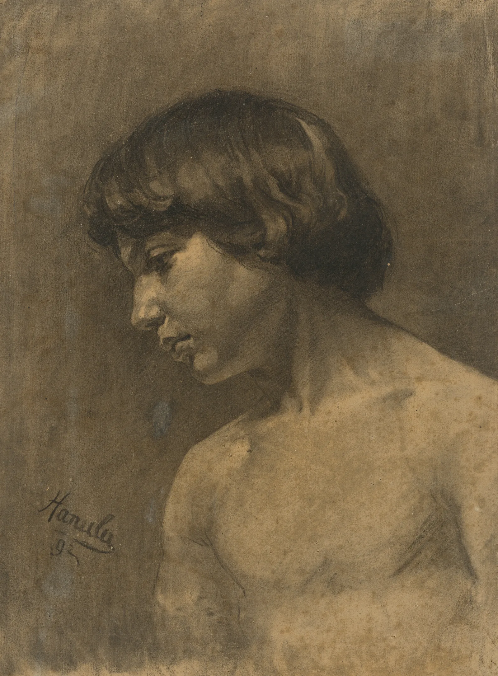 Study Of A Boys Head 2 Wall Art by Jozef Hanula - Canvas Print
