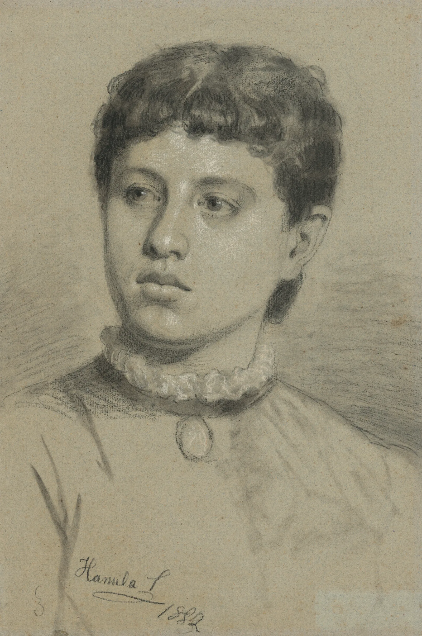 A Study Of A Portrait Of A Girl Wall Art by Jozef Hanula - Canvas Print