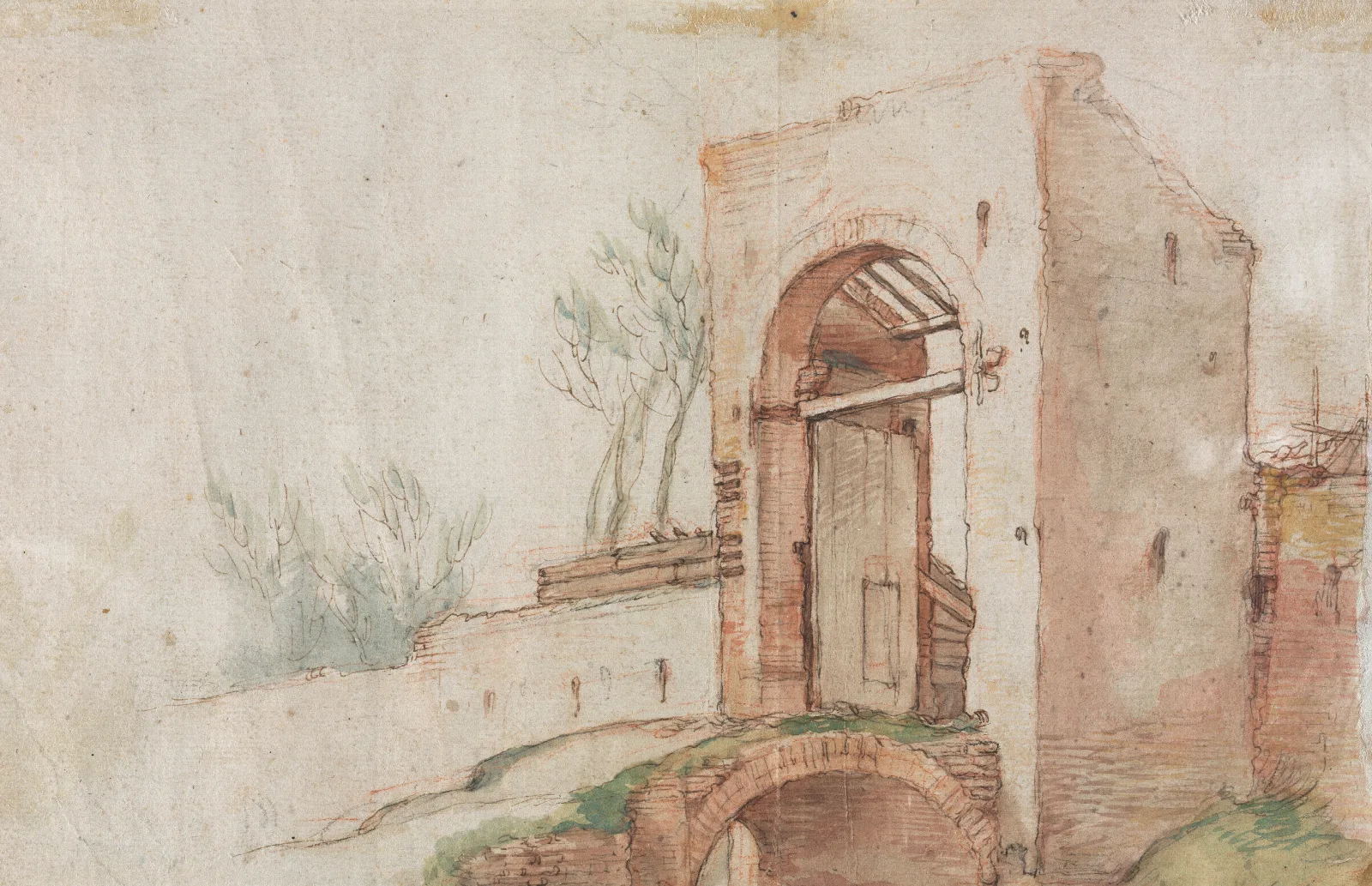 Bridge And Gate Verso Wall Art by Abraham Bloemaert - Canvas Print