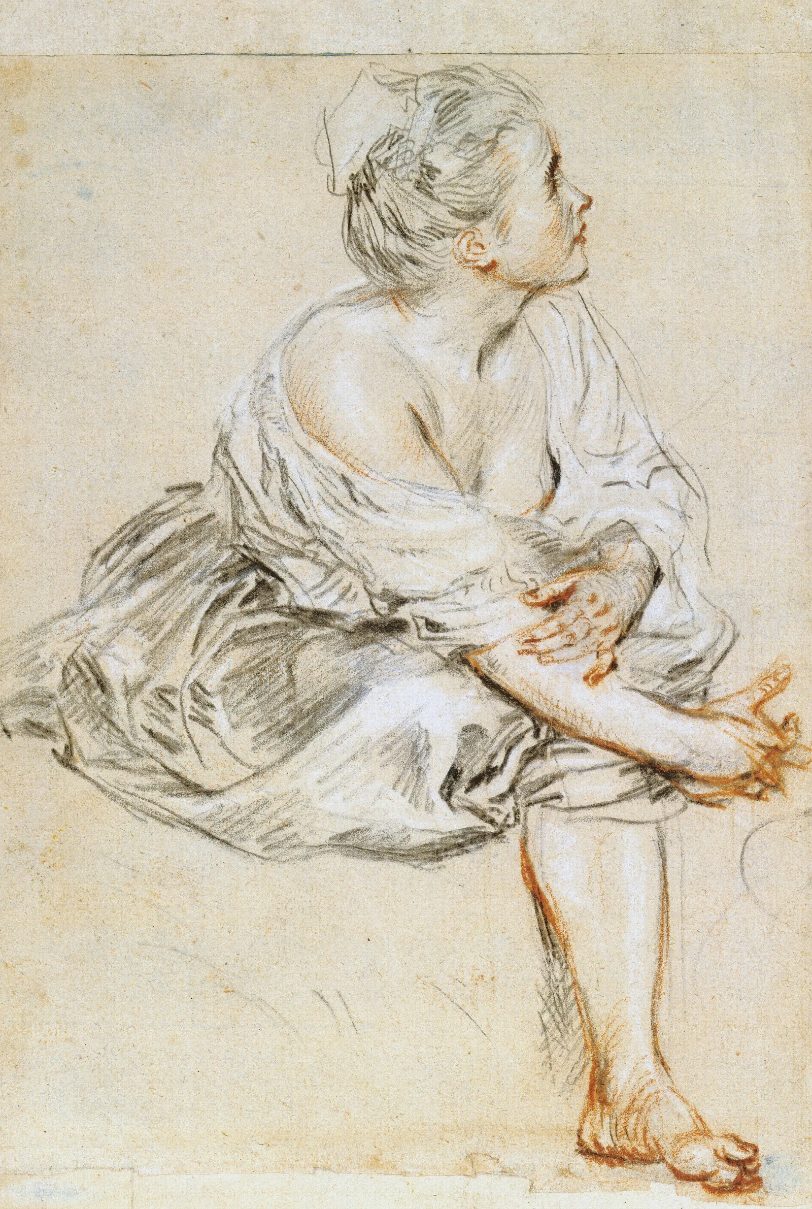 Seated Young Woman 2 Wall Art by Jean-Antoine Watteau - Canvas Print
