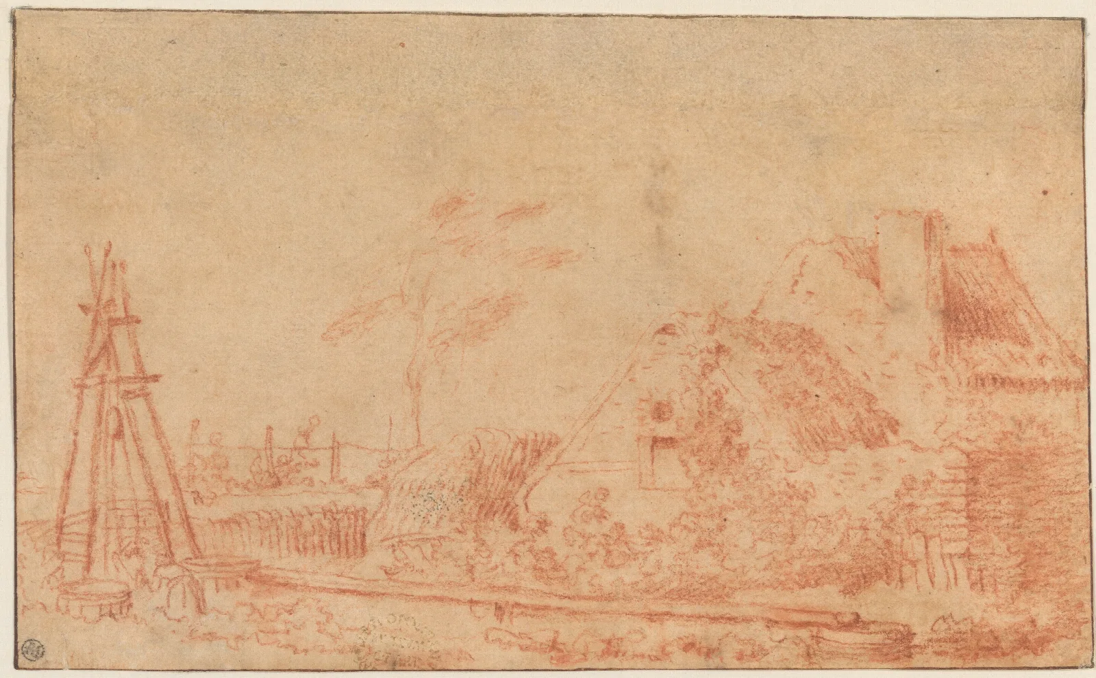 Landscape With A Cottage And Well Wall Art by Jean-Antoine Watteau - Canvas Print
