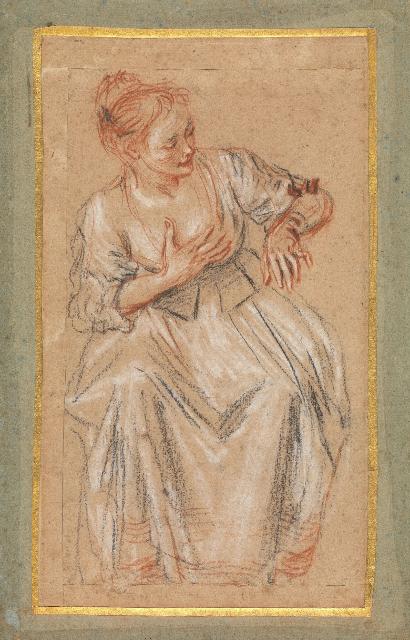 Seated Woman 9 Wall Art by Jean-Antoine Watteau - Canvas Print