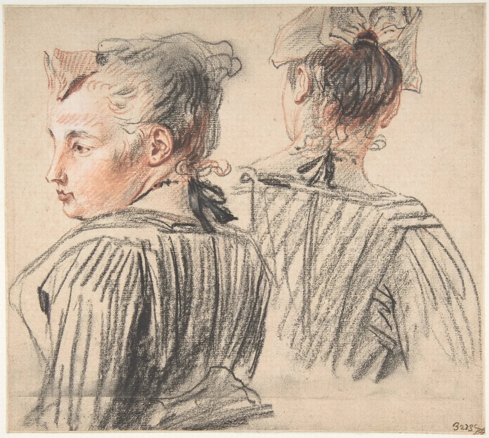 Studies Of A Woman Wearing A Cap Wall Art by Jean-Antoine Watteau - Canvas Print