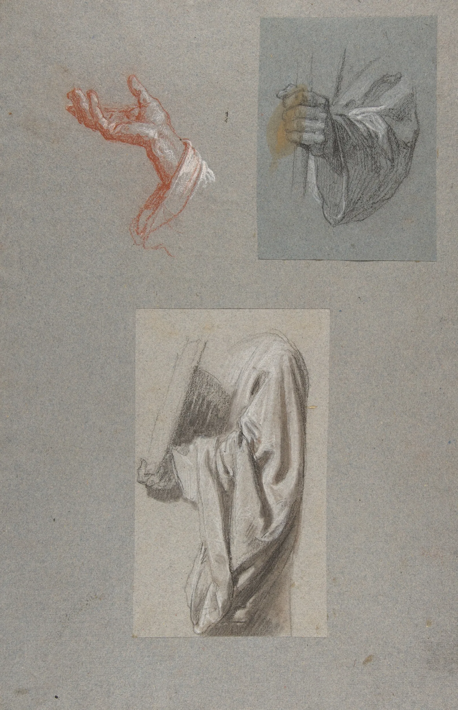 A Hand Of Saint Remi B Hand Of Saint Remi C Drapery Study For Acolyte Holding Book Wall Art by Isidore Pils - Canvas Print