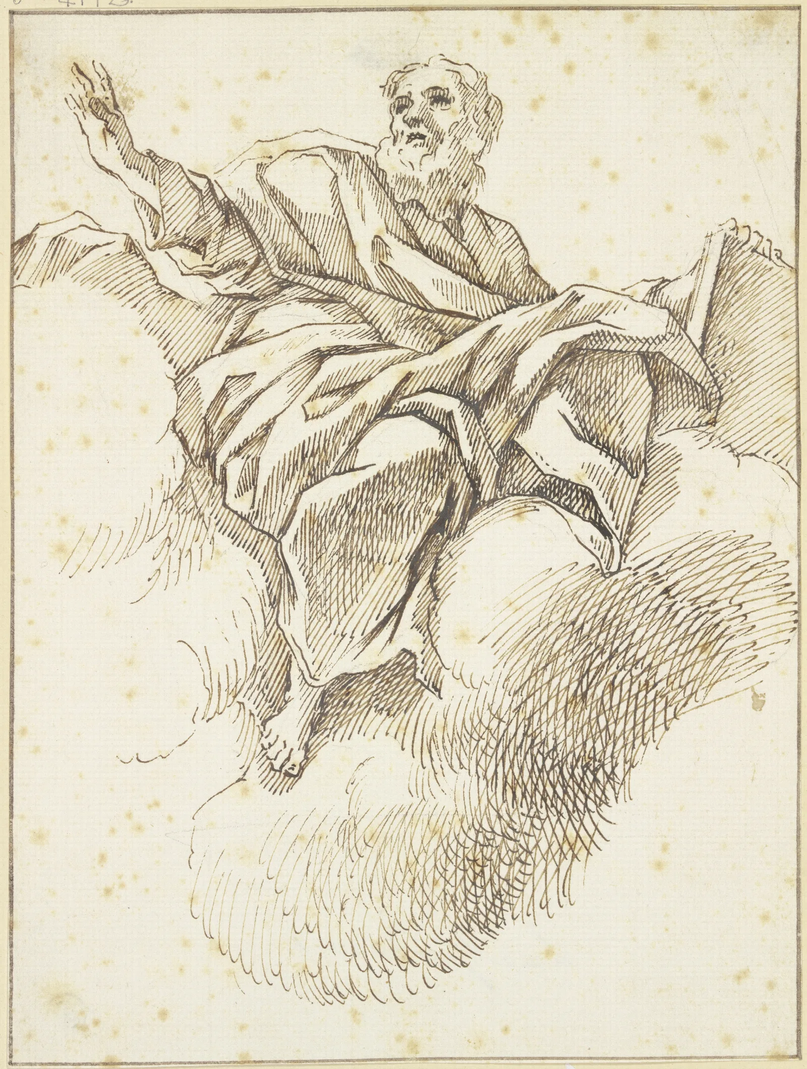 Prophet Mit Buch Auf Wolken Schwebend Wall Art by Luca Giordano - Canvas Print