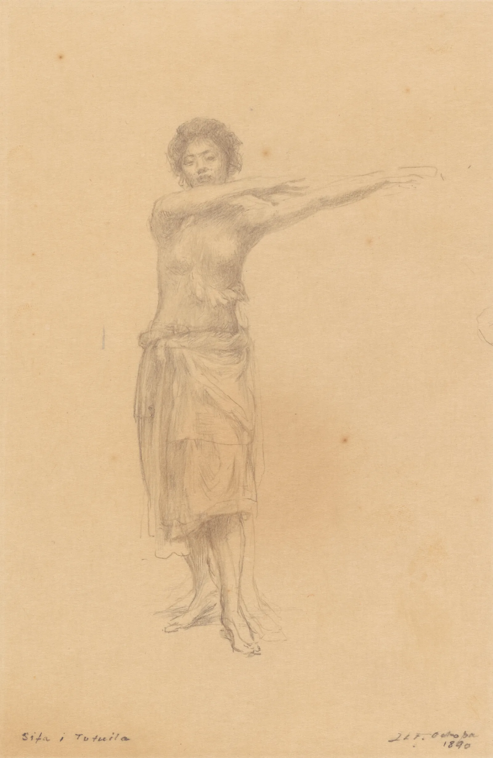 Taupo Dancing The Standing Siva Samoa Wall Art by John La Farge - Canvas Print