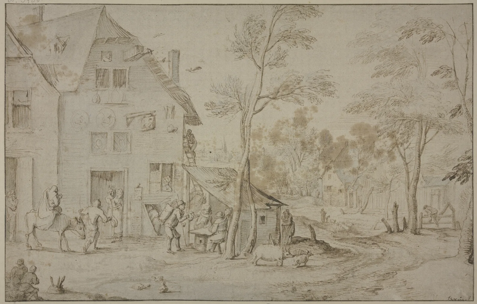 Dorfansicht Mit Der Heiligen Familie Auf Der Flucht Nach Agypten Wall Art by Jan Brueghel The Elder - Canvas Print