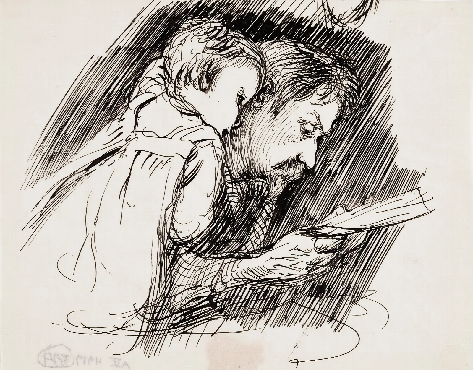The Father Reads To The Child Wall Art by Venny Soldan-Brofeldt - Canvas Print