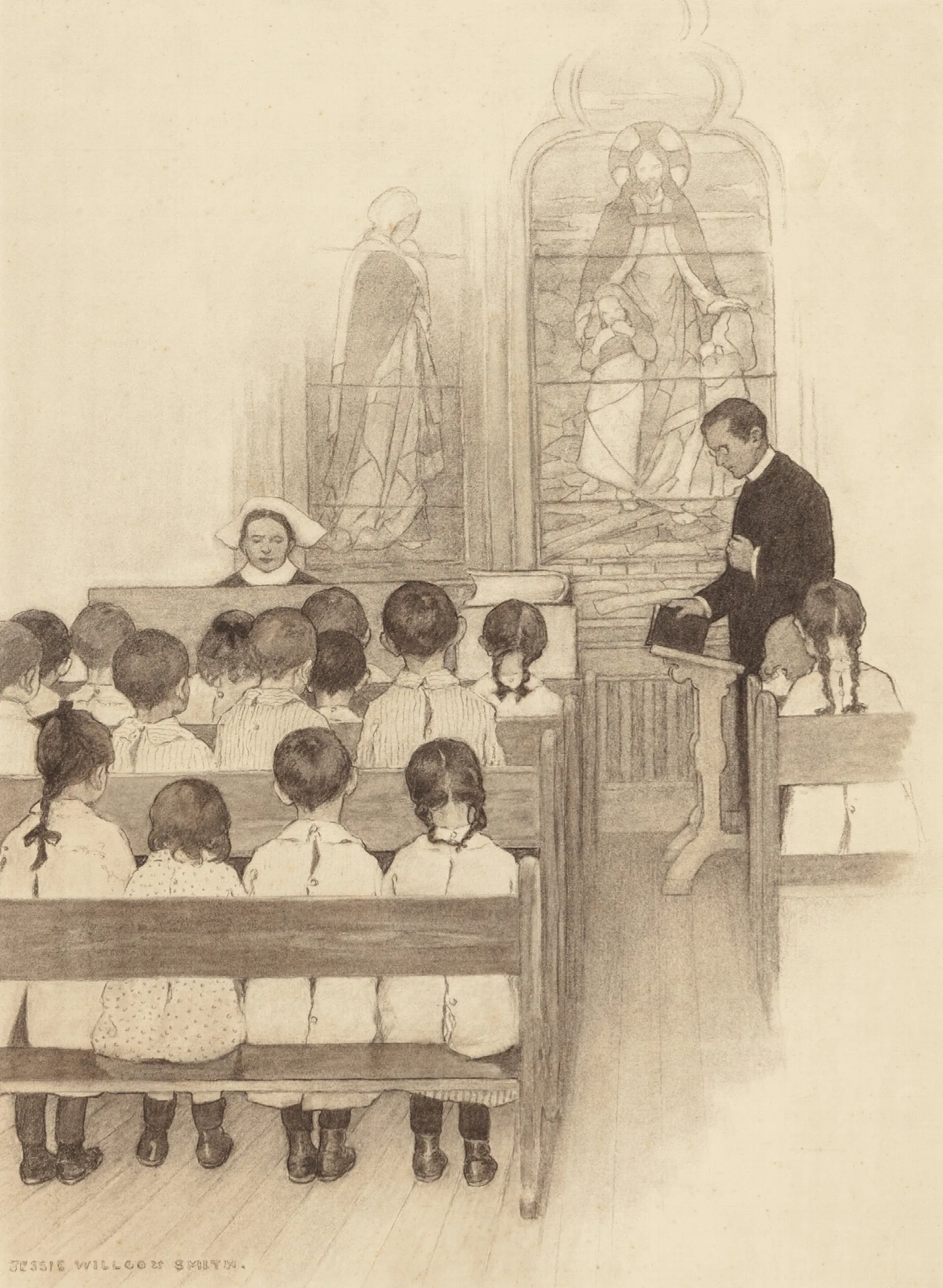 Chapel Grace Church Nursery Wall Art by Jessie Willcox Smith - Canvas Print