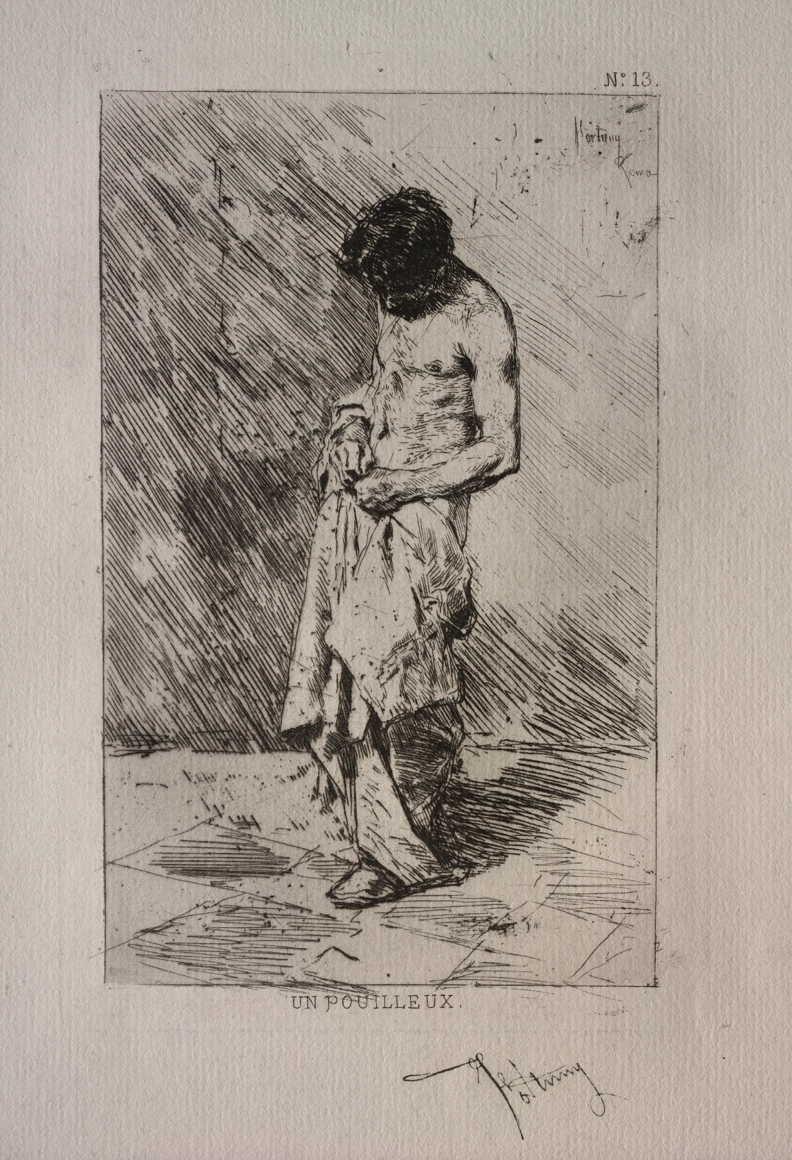 Man Searching For Fleas Wall Art by Mariano Fortuny Marsal - Canvas Print