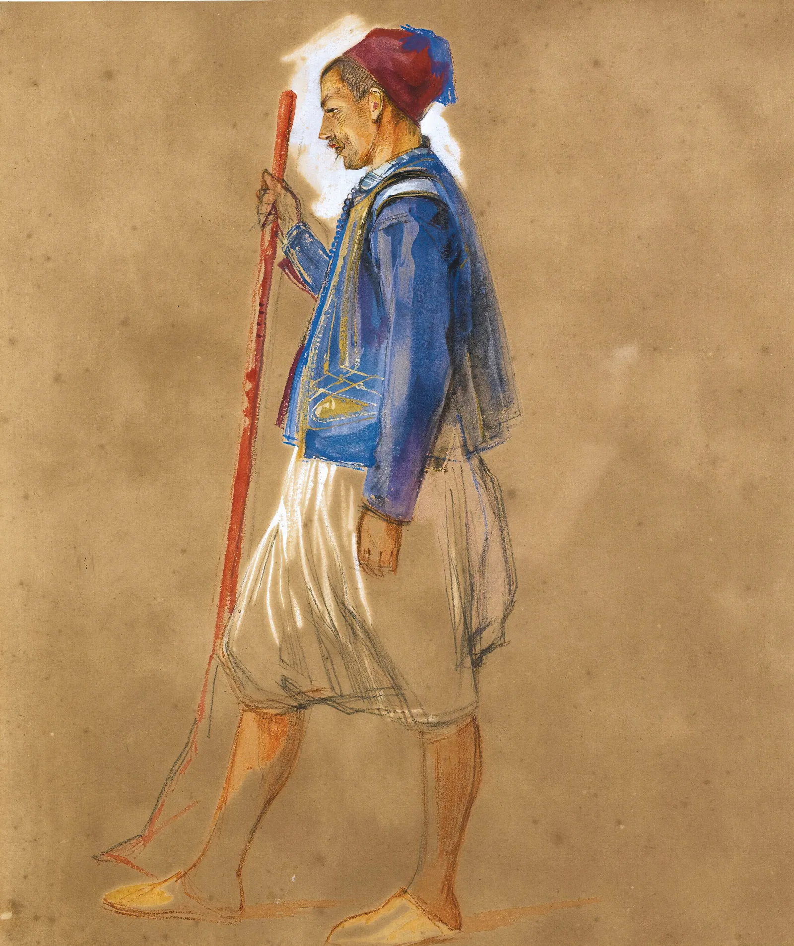 Walton On Thames A Study Of A Greek Man Wall Art by John Frederick Lewis - Canvas Print