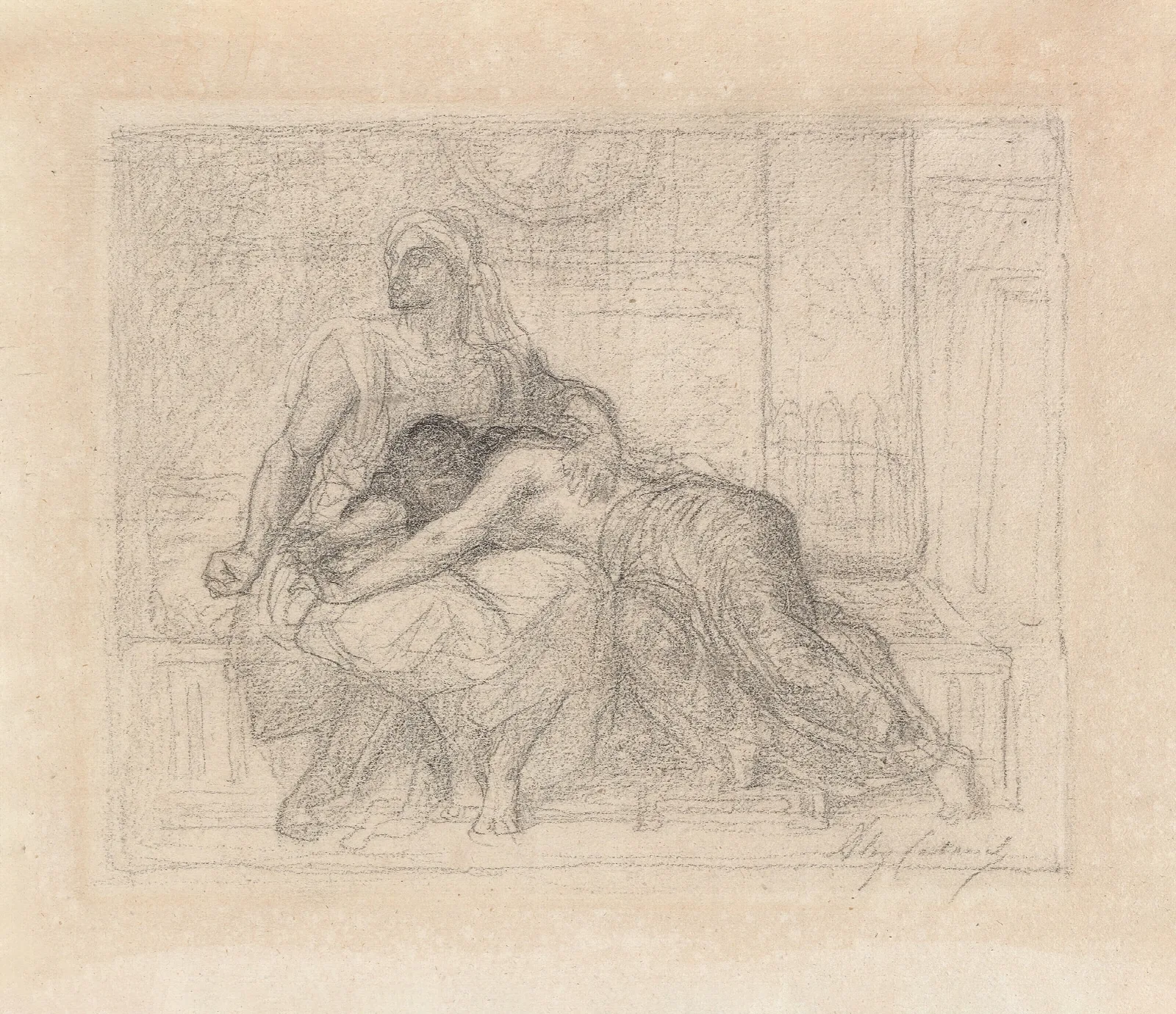 Study For Tamar And Absalom Wall Art by Alexandre Cabanel - Canvas Print