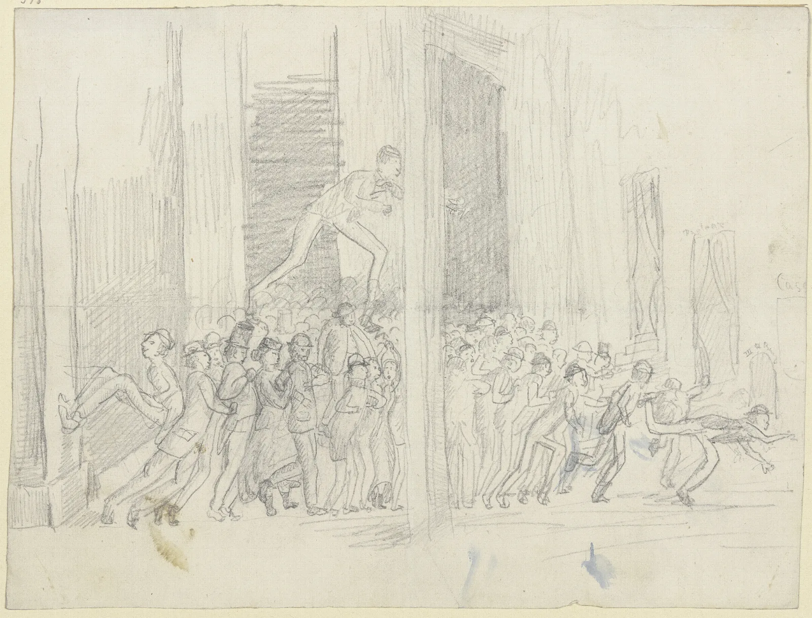 Eine Menschenmenge Die Ein Theaterr Sturmt Wall Art by Wilhelm Trübner - Canvas Print