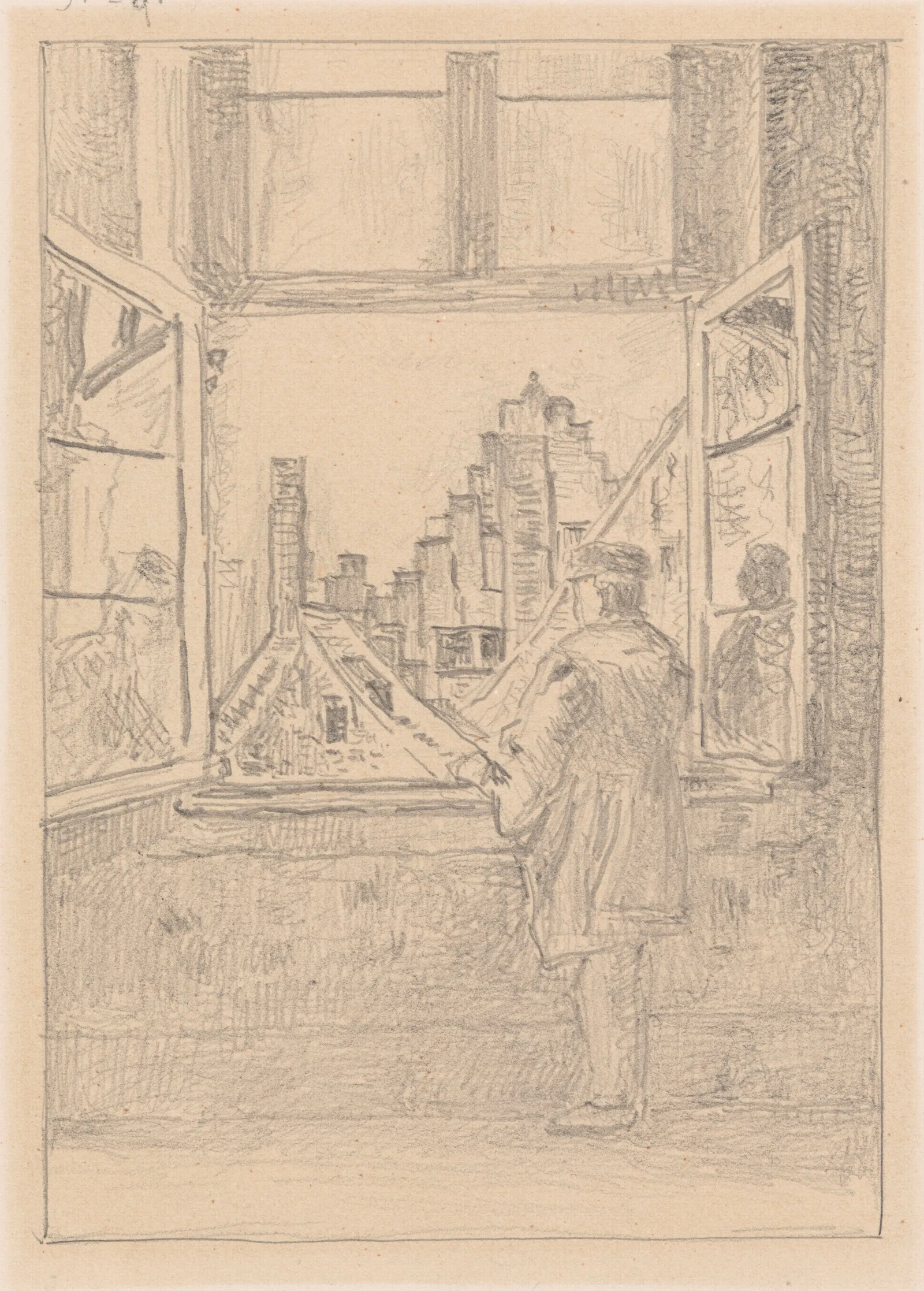 Man At The Window 2 Wall Art by Henri de Braekeleer - Canvas Print