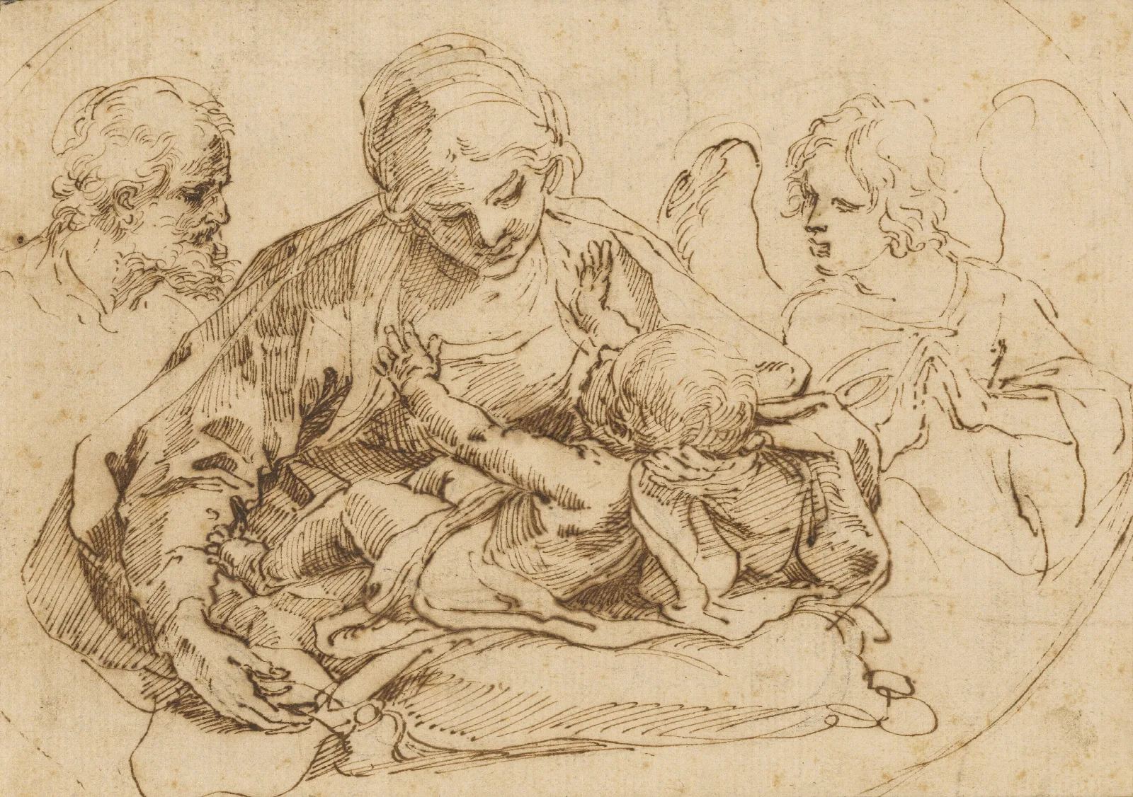 Holy Family With An Angel Wall Art by Guido Reni - Canvas Print