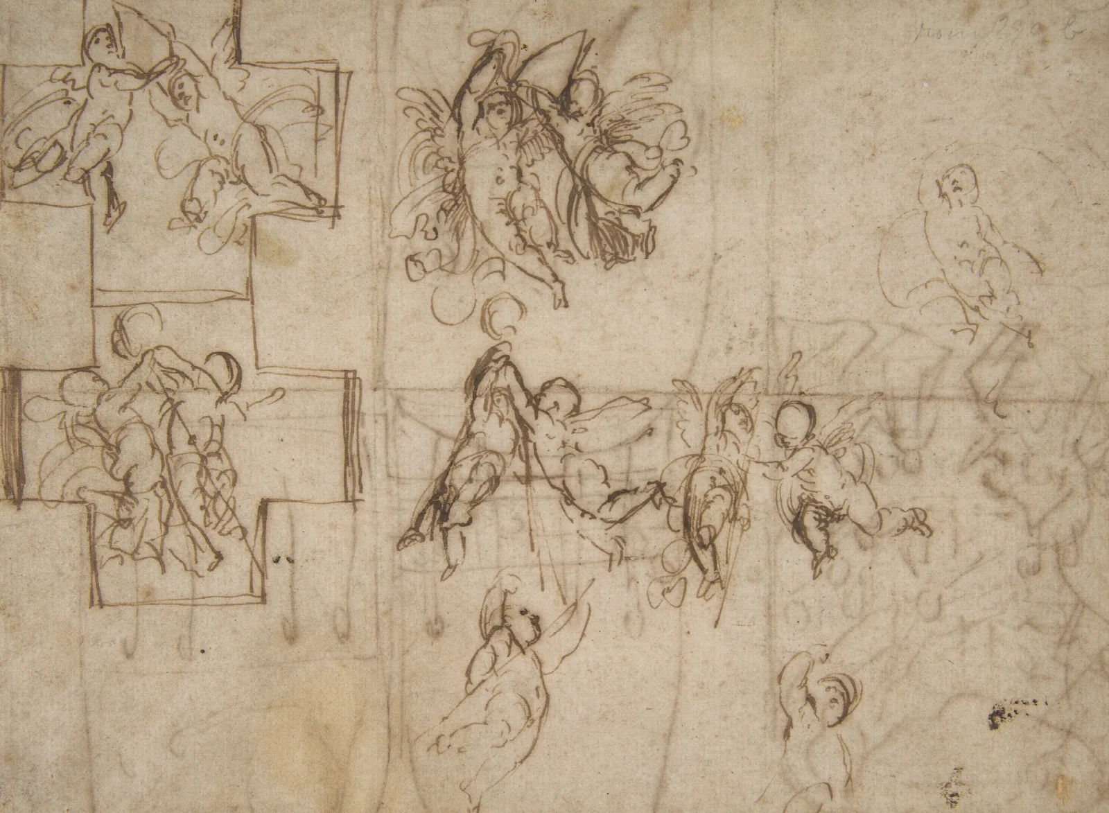 Studies Of Flying Putti Wall Art by Guido Reni - Canvas Print